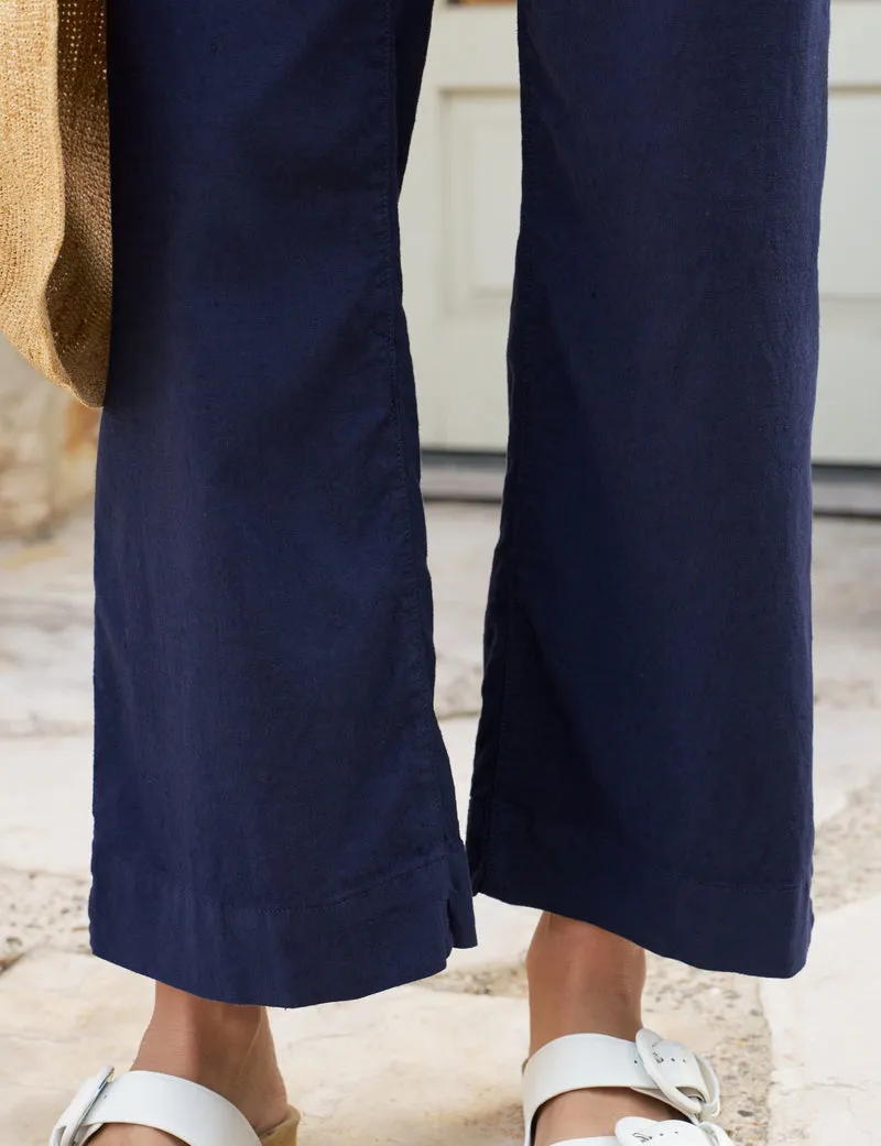 Wexford Wide Leg Linen Pant - Navy