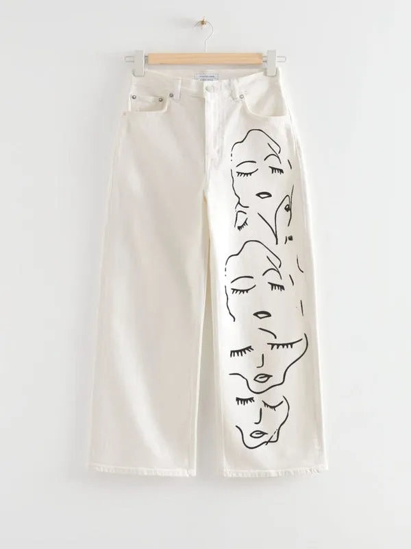 WHITE FACE WIDE LEG JEANS