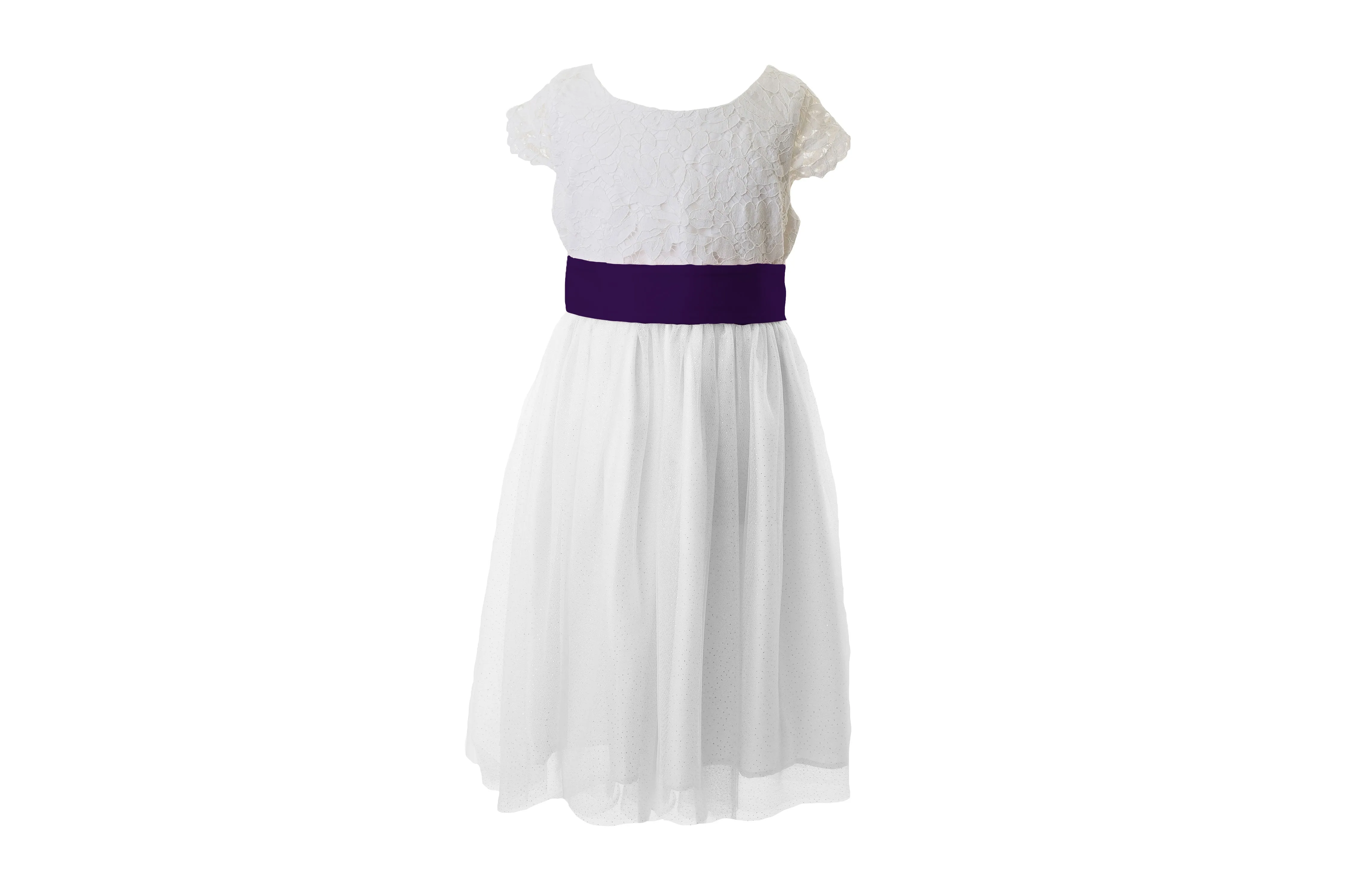 White Lace and Sparkle Tulle Flower Girl Dress