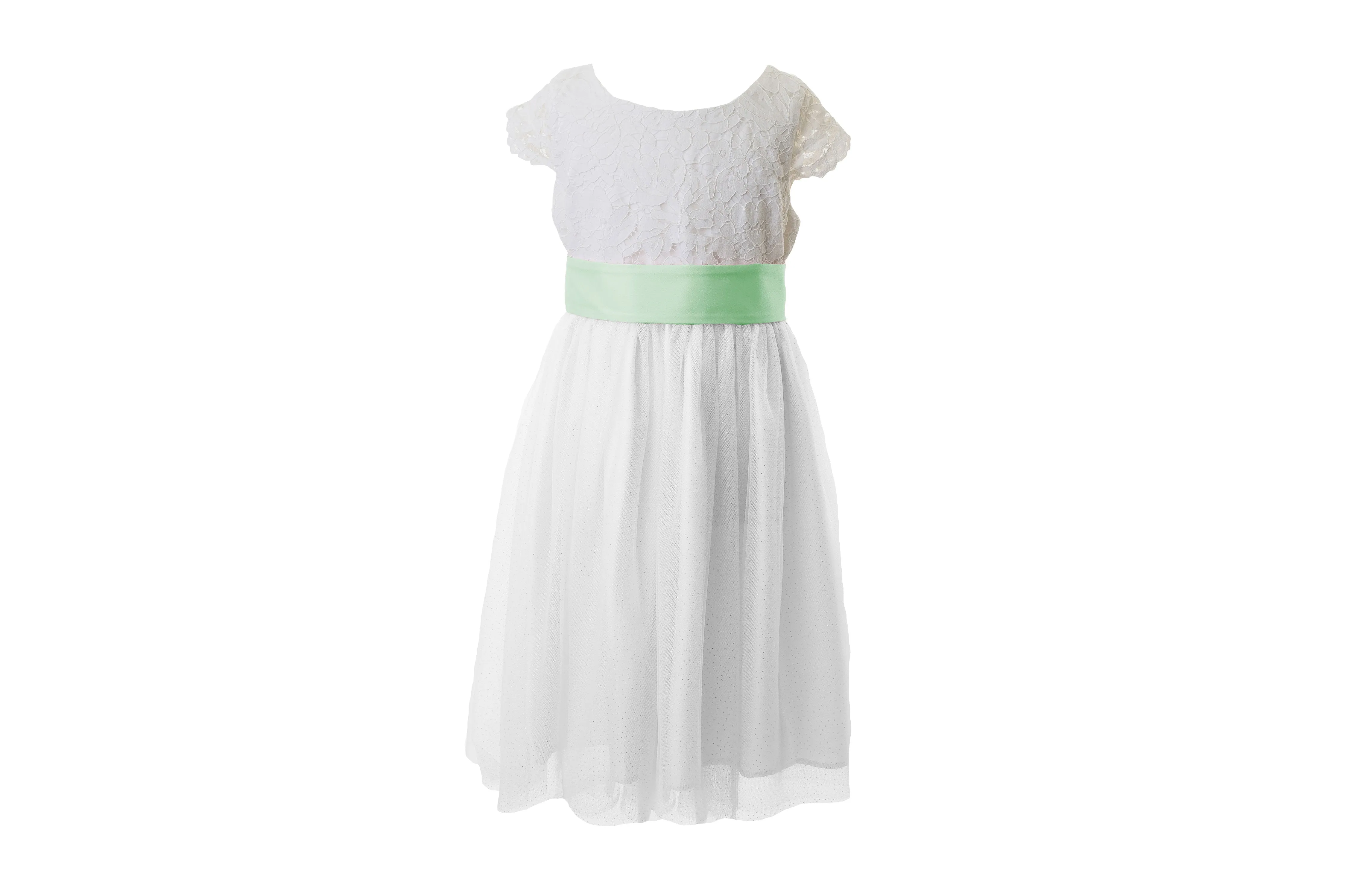 White Lace and Sparkle Tulle Flower Girl Dress