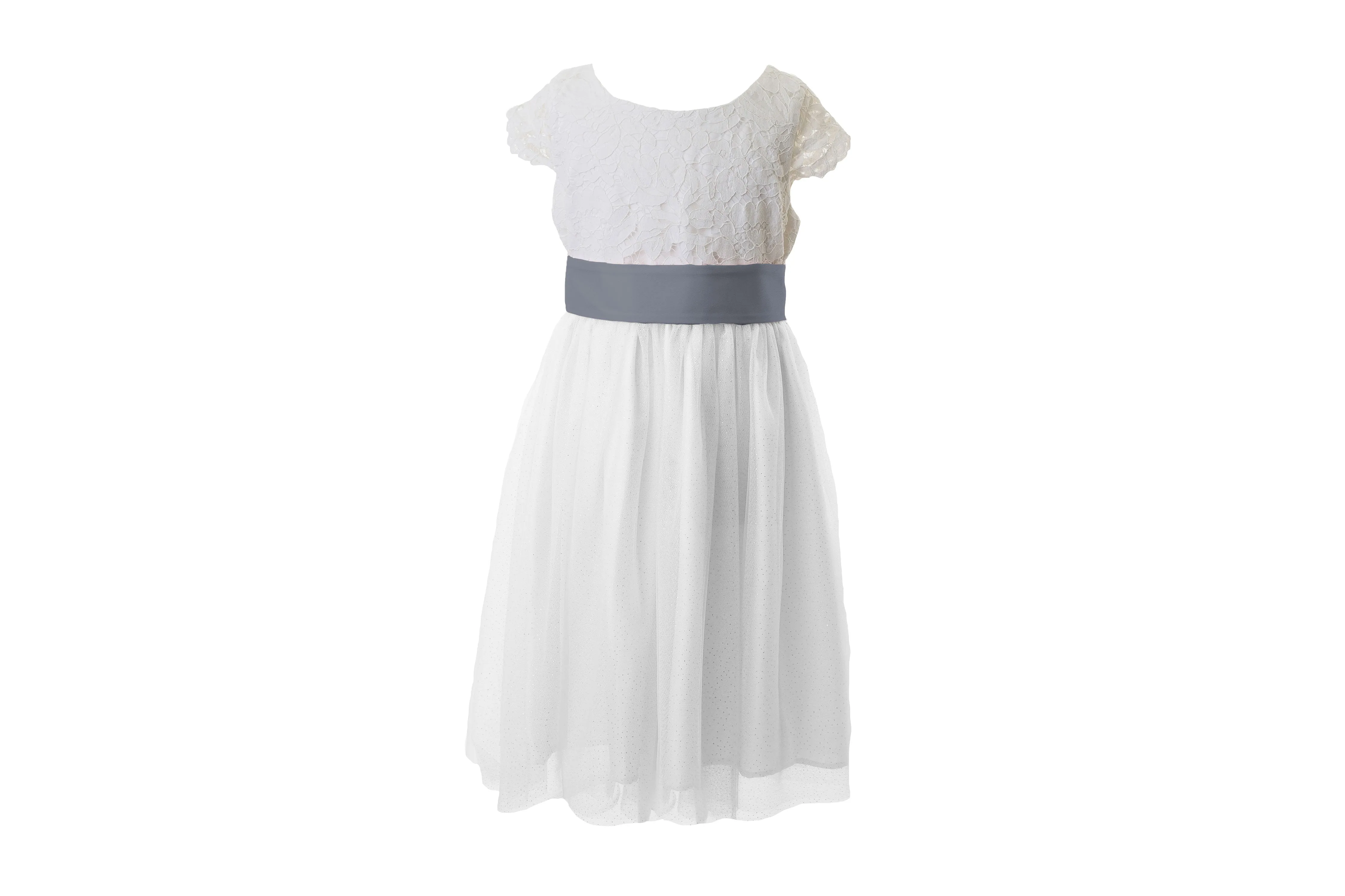 White Lace and Sparkle Tulle Flower Girl Dress