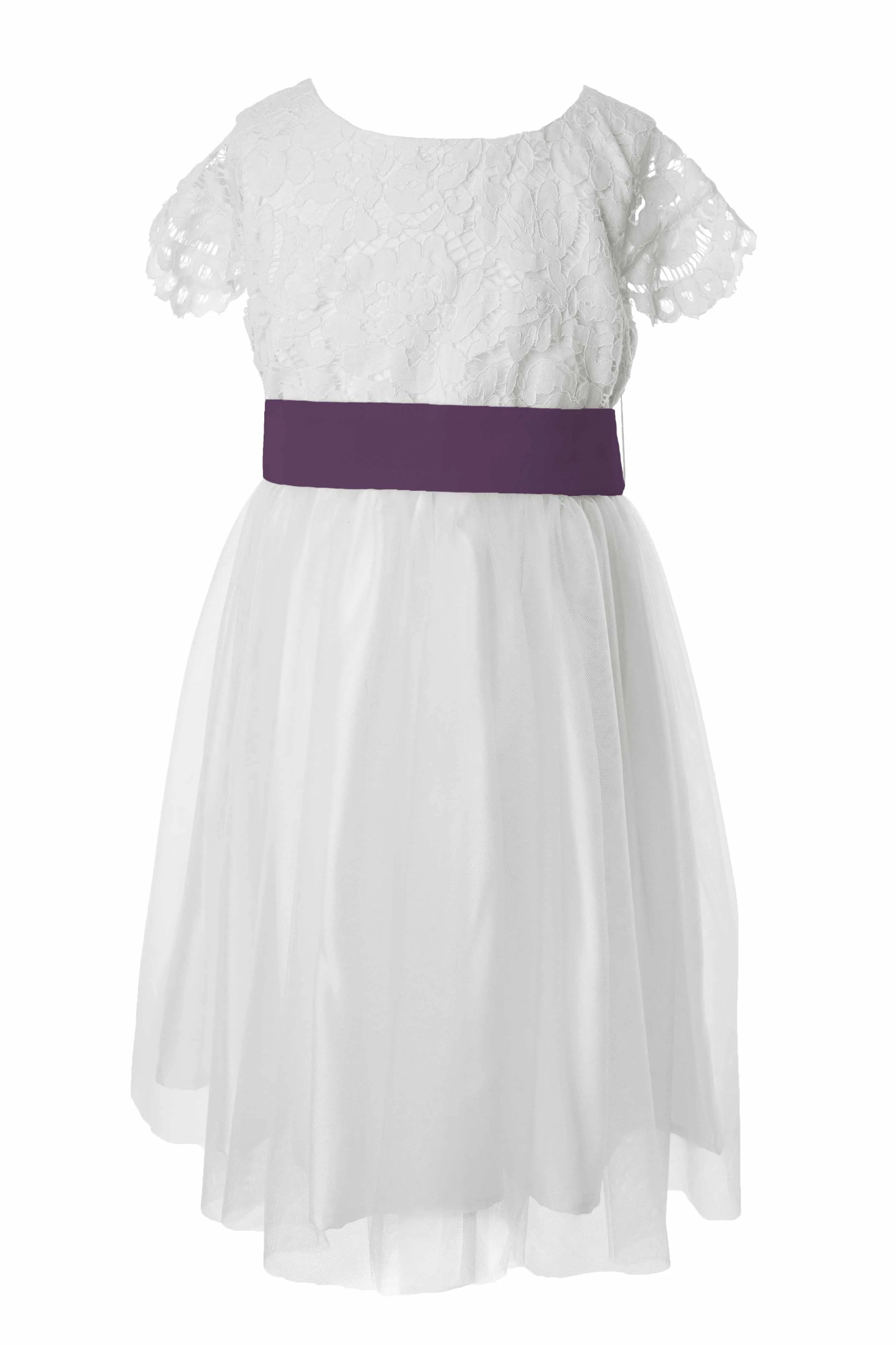 White Lace and Sparkle Tulle Flower Girl Dress
