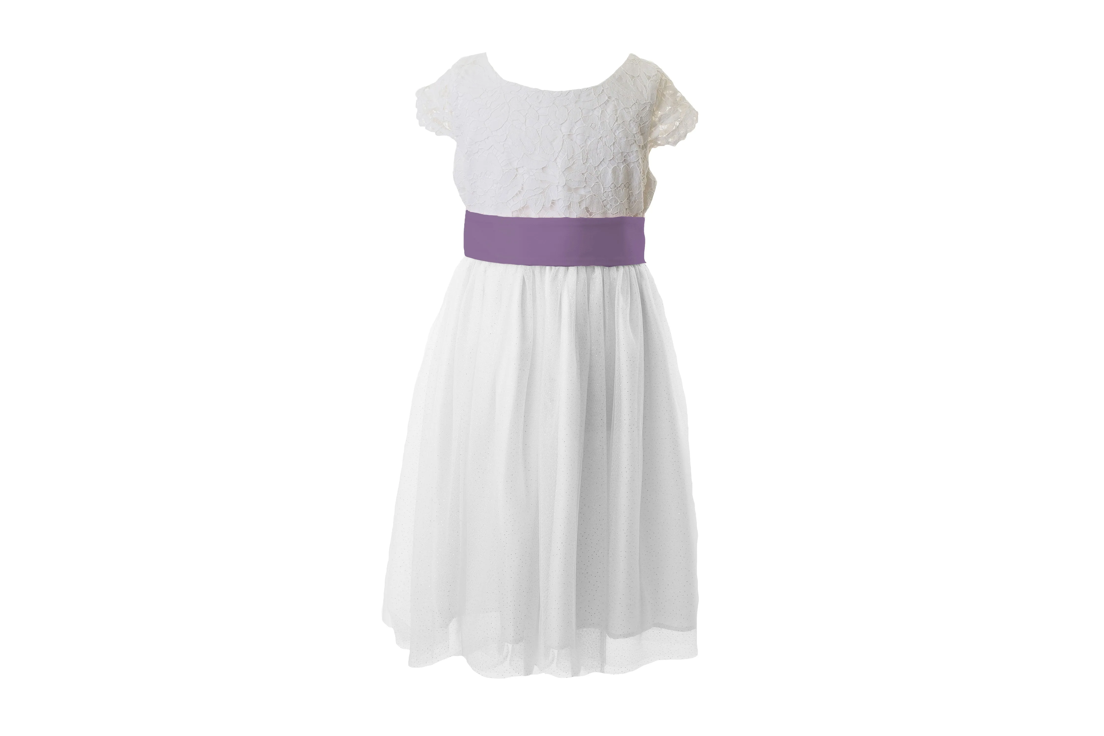 White Lace and Sparkle Tulle Flower Girl Dress