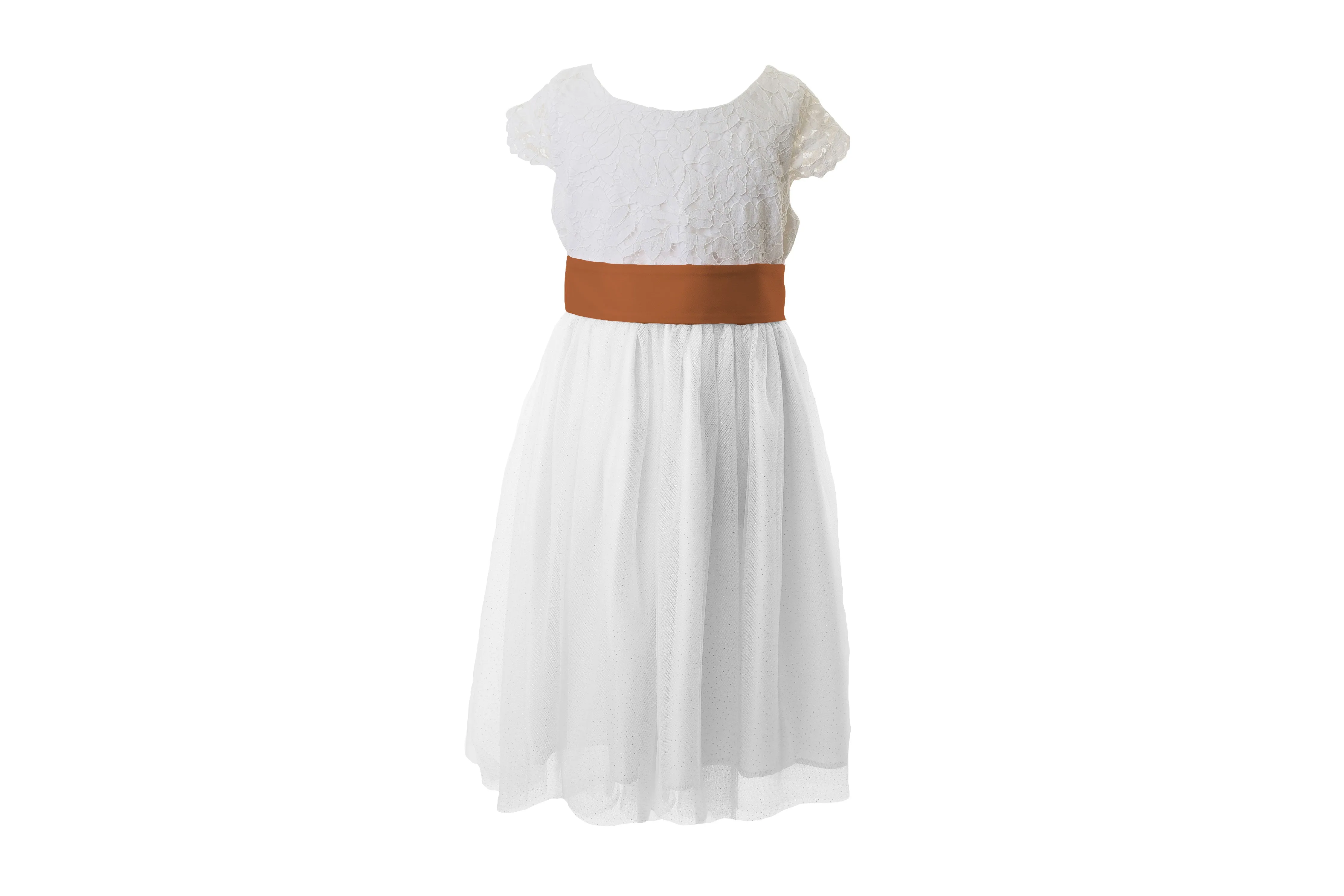White Lace and Sparkle Tulle Flower Girl Dress