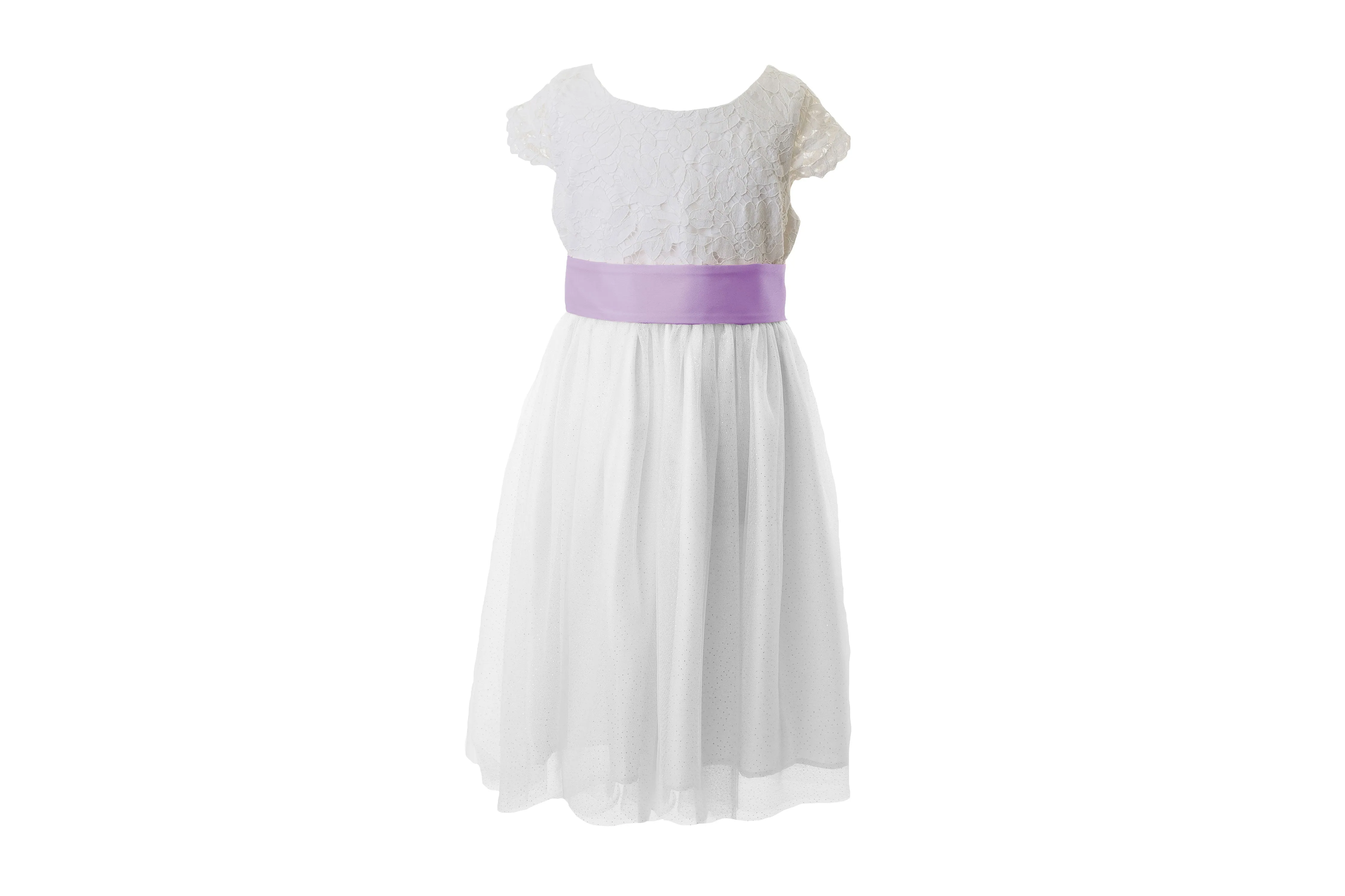 White Lace and Sparkle Tulle Flower Girl Dress