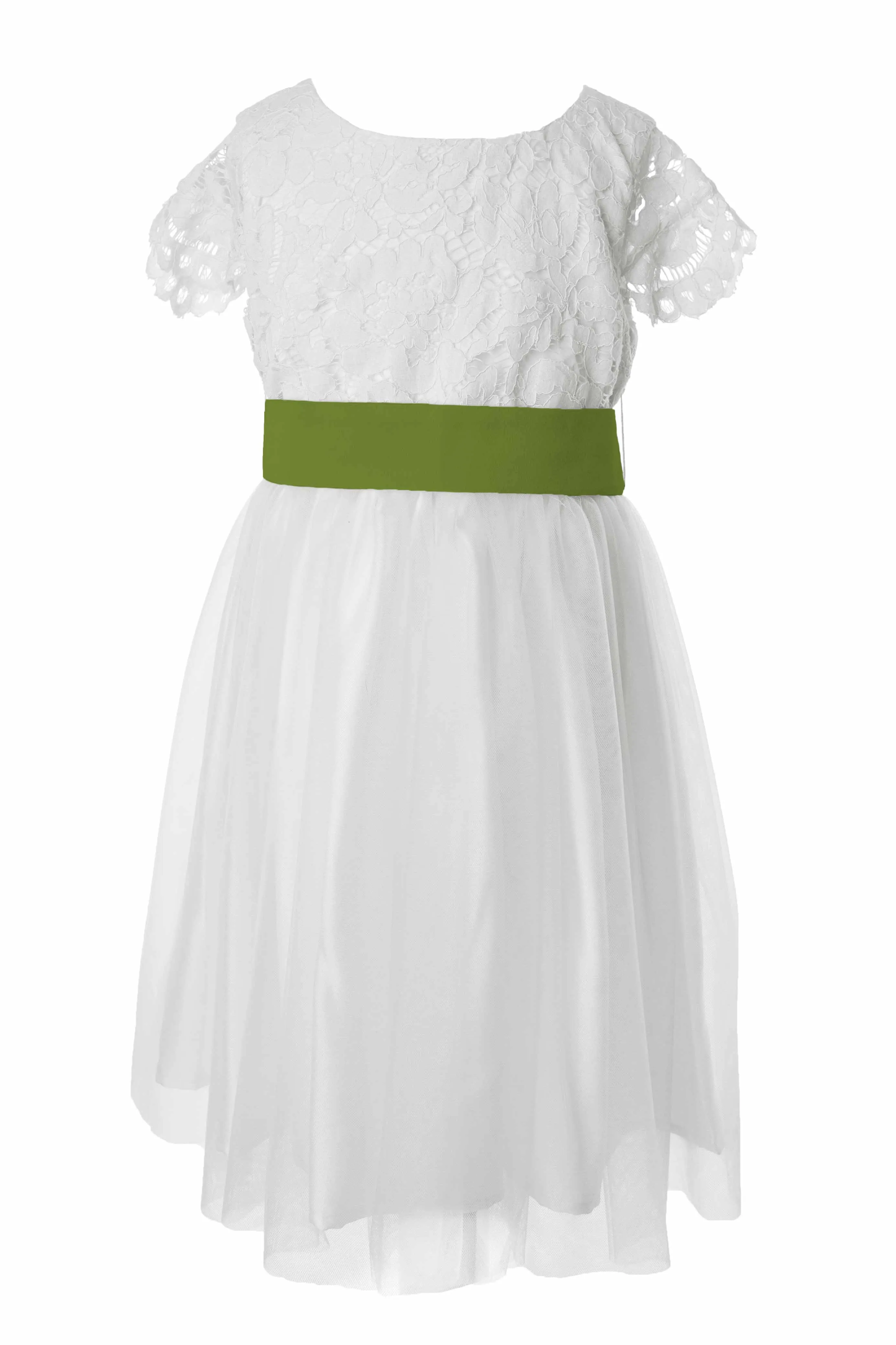 White Lace and Sparkle Tulle Flower Girl Dress