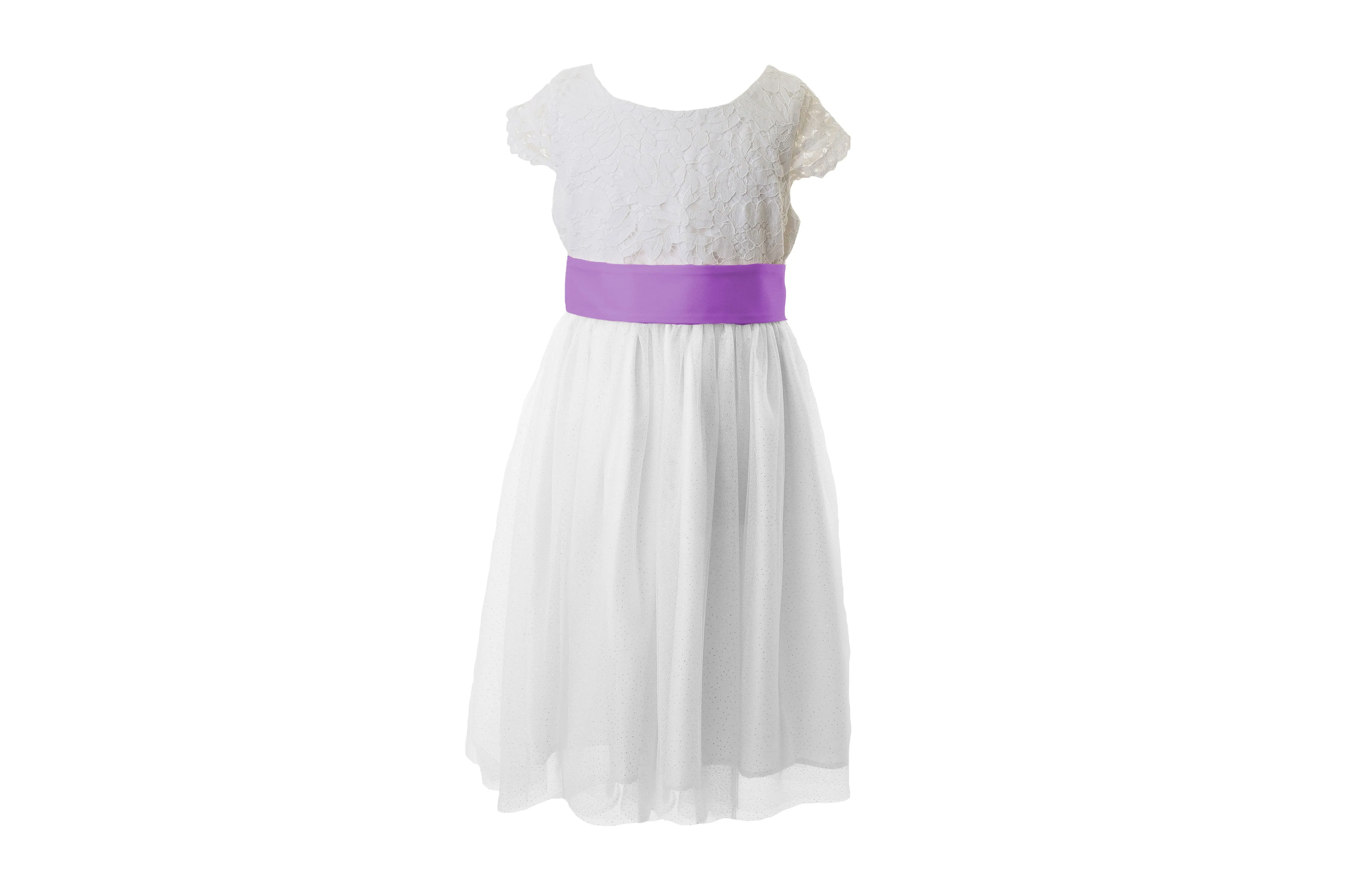 White Lace and Sparkle Tulle Flower Girl Dress