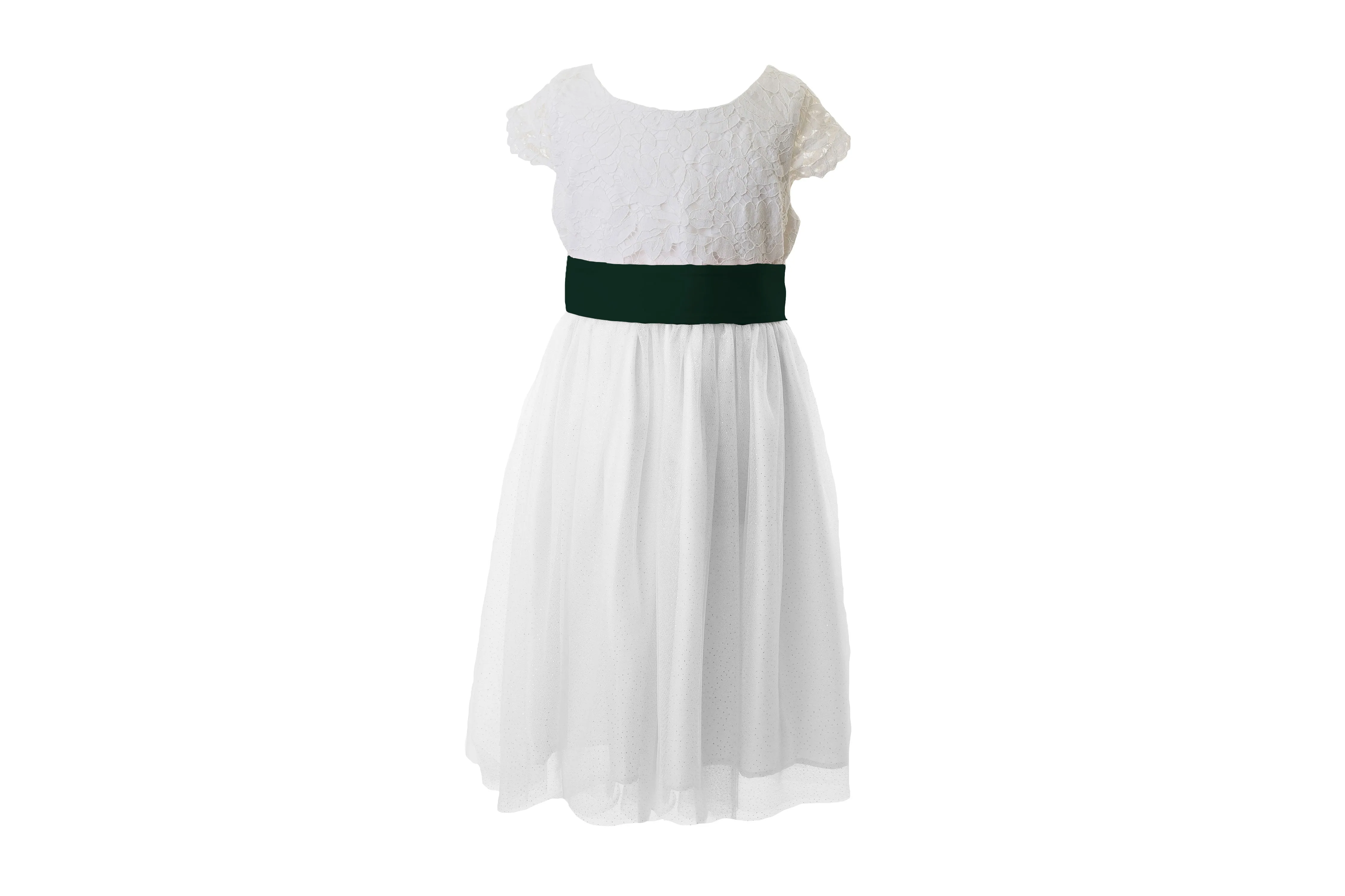 White Lace and Sparkle Tulle Flower Girl Dress