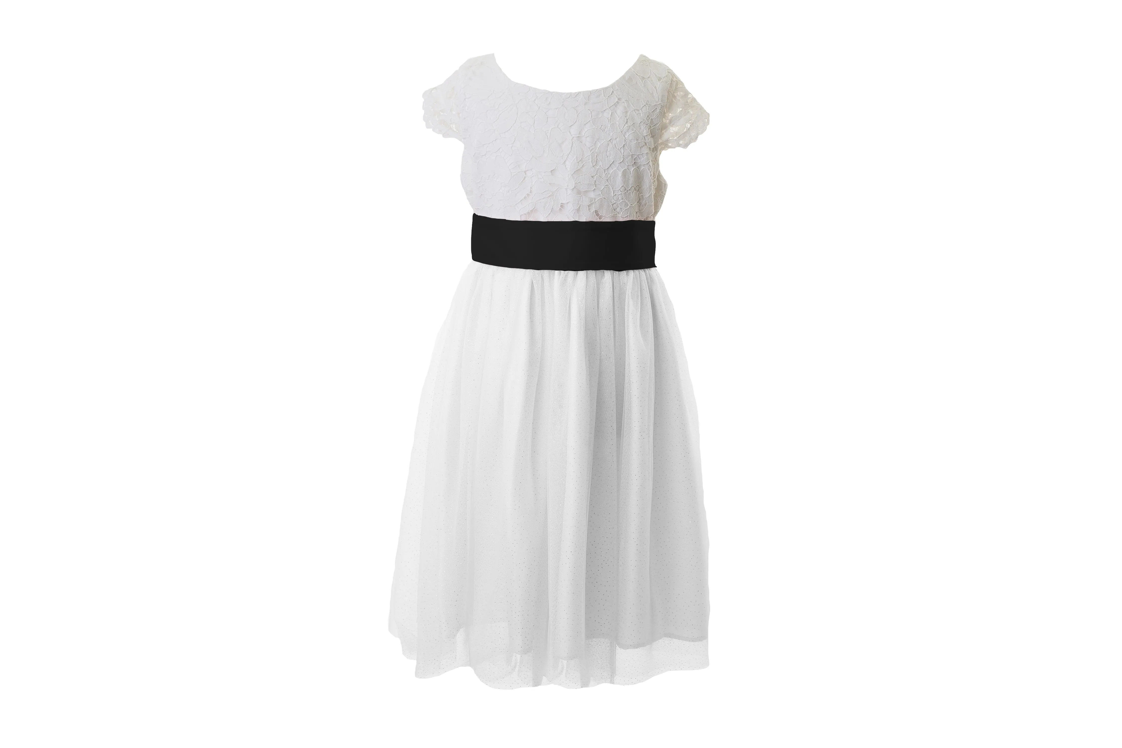 White Lace and Sparkle Tulle Flower Girl Dress