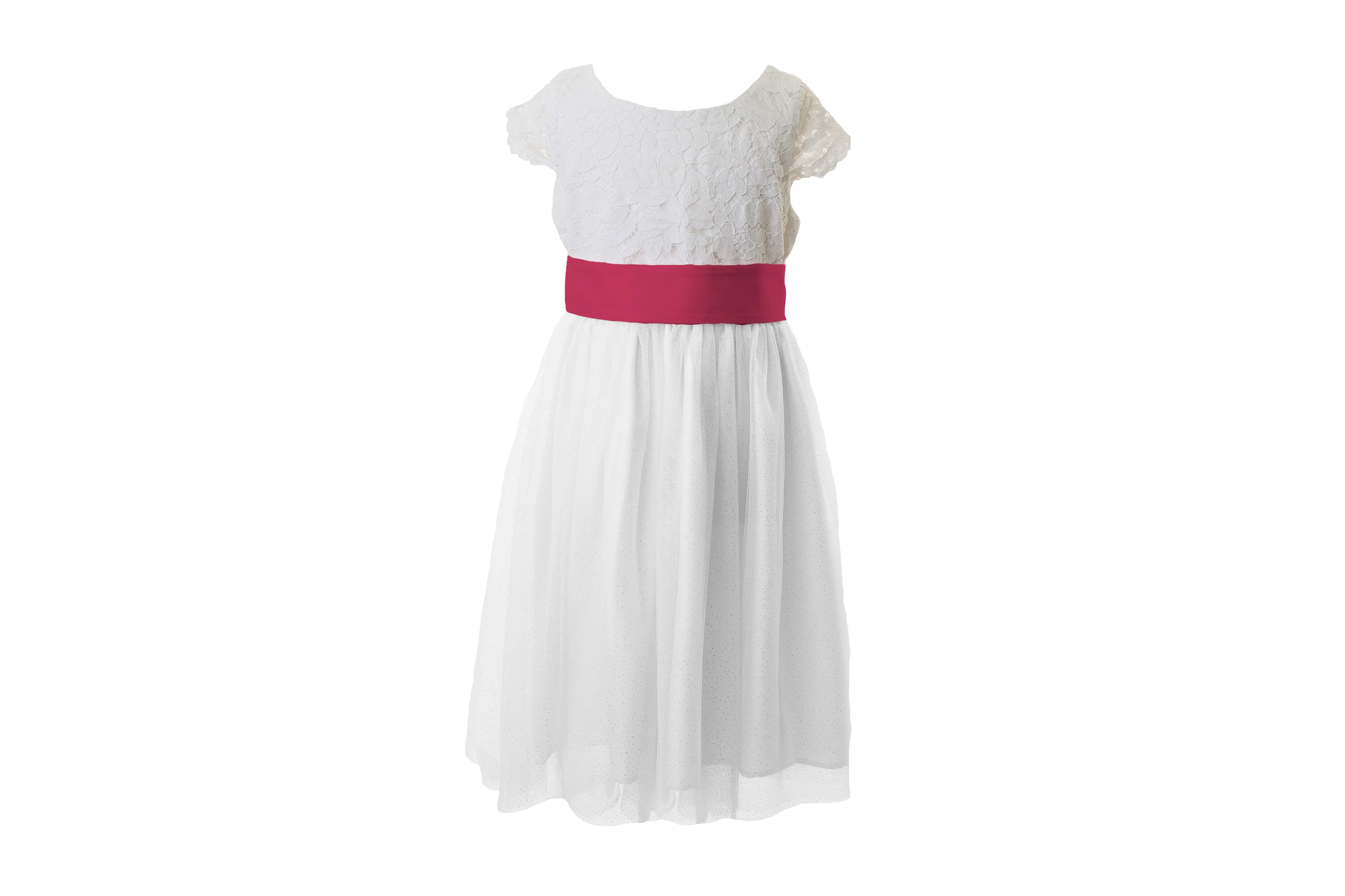 White Lace and Sparkle Tulle Flower Girl Dress