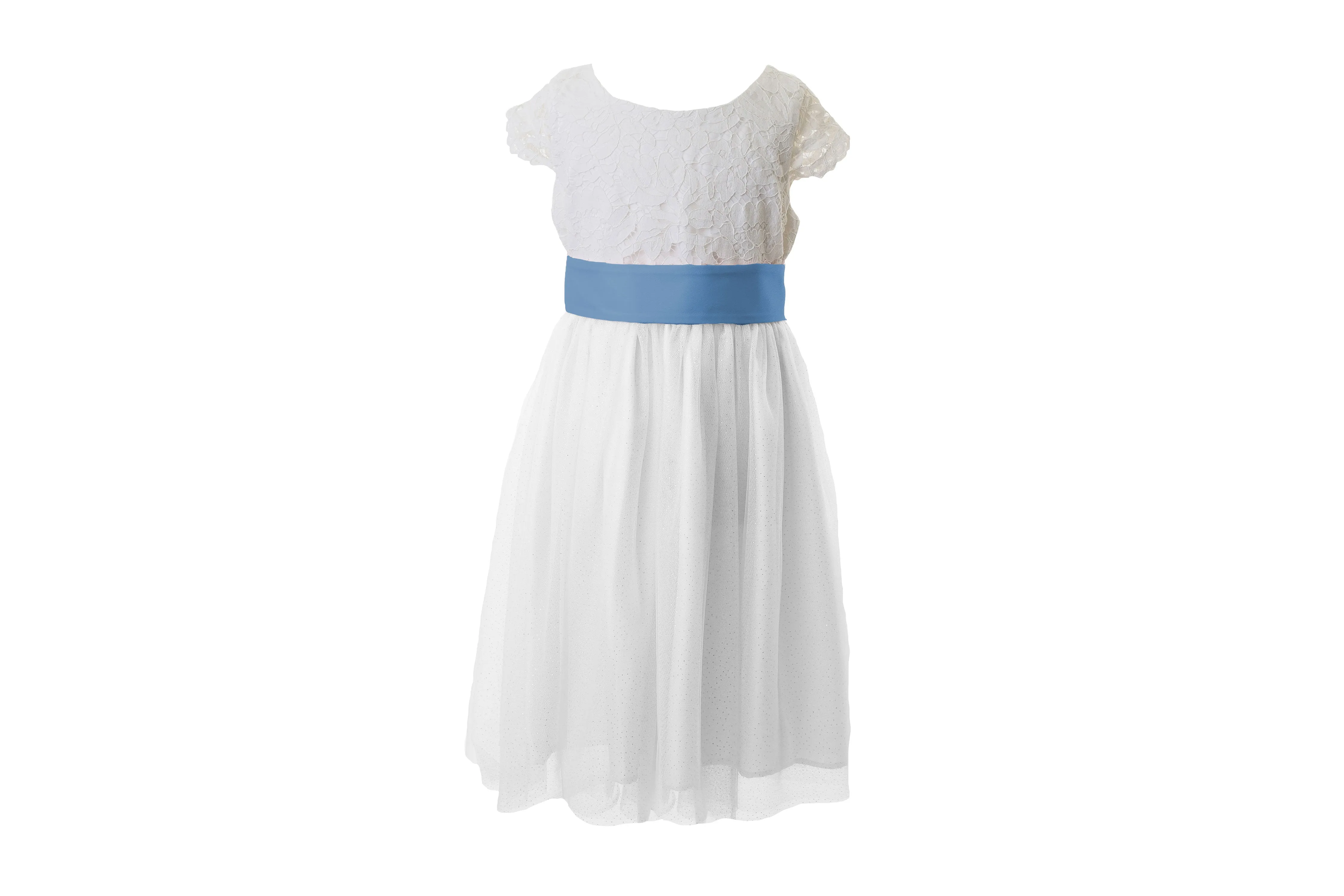 White Lace and Sparkle Tulle Flower Girl Dress