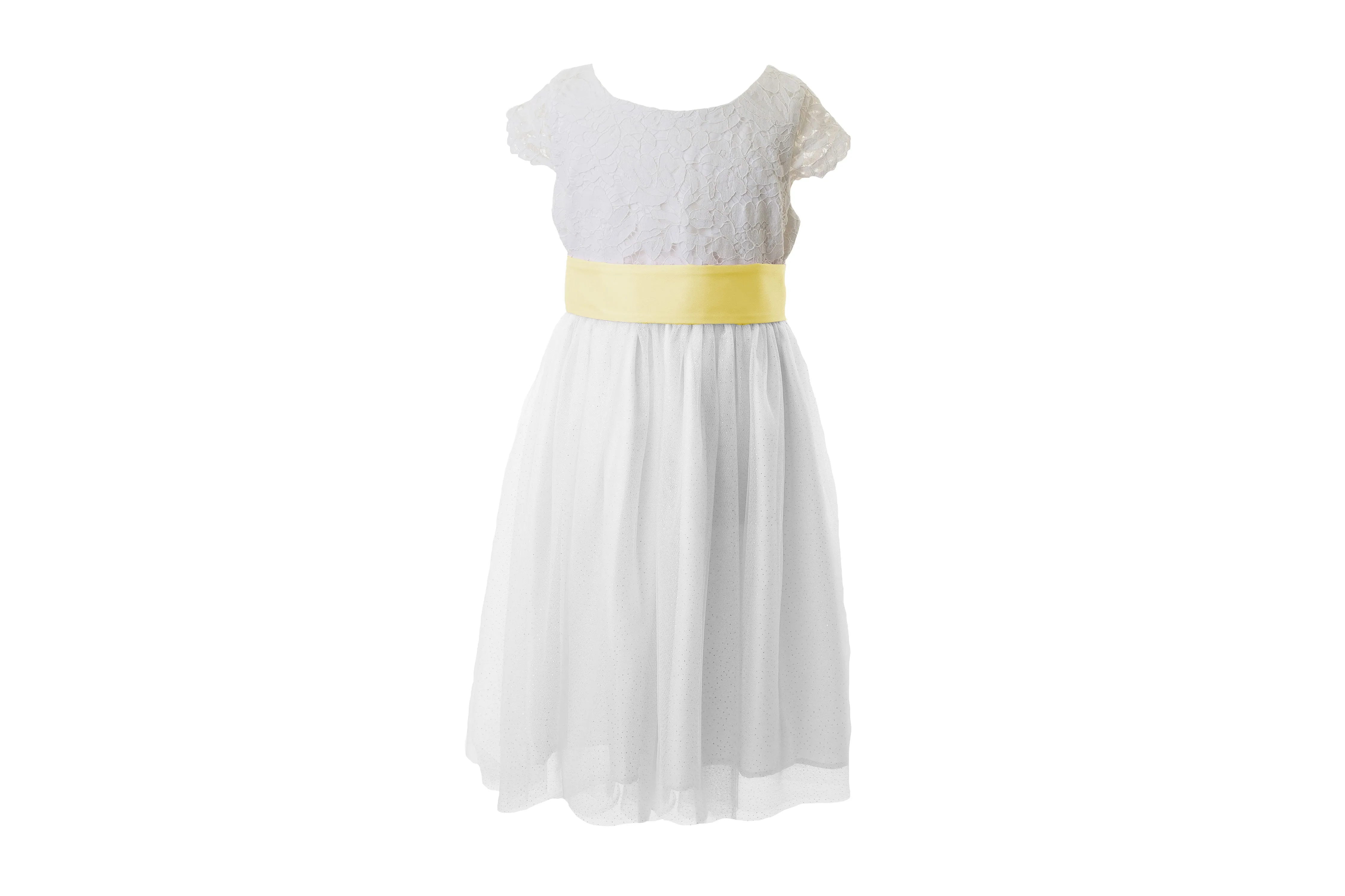White Lace and Sparkle Tulle Flower Girl Dress