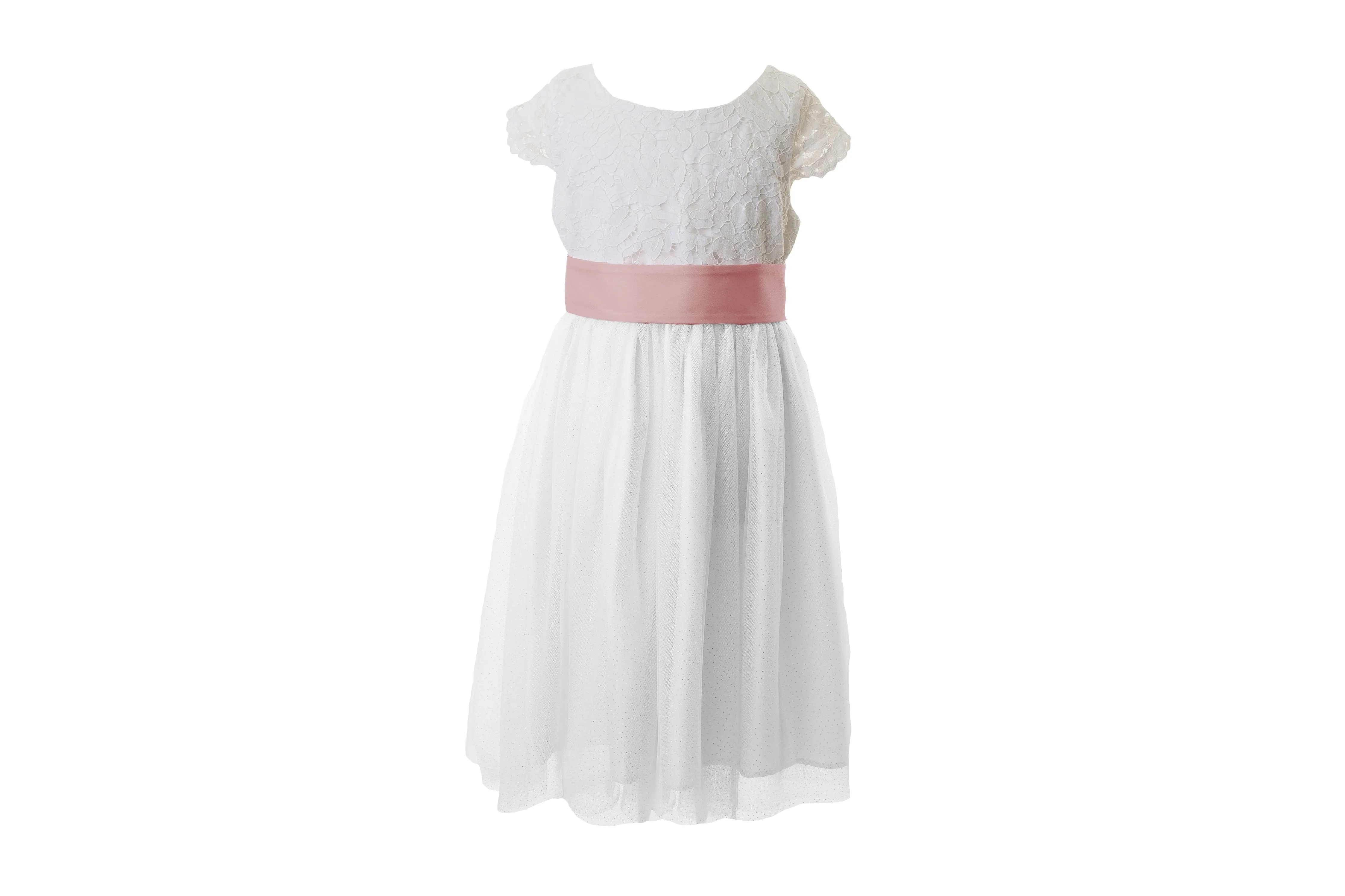 White Lace and Sparkle Tulle Flower Girl Dress