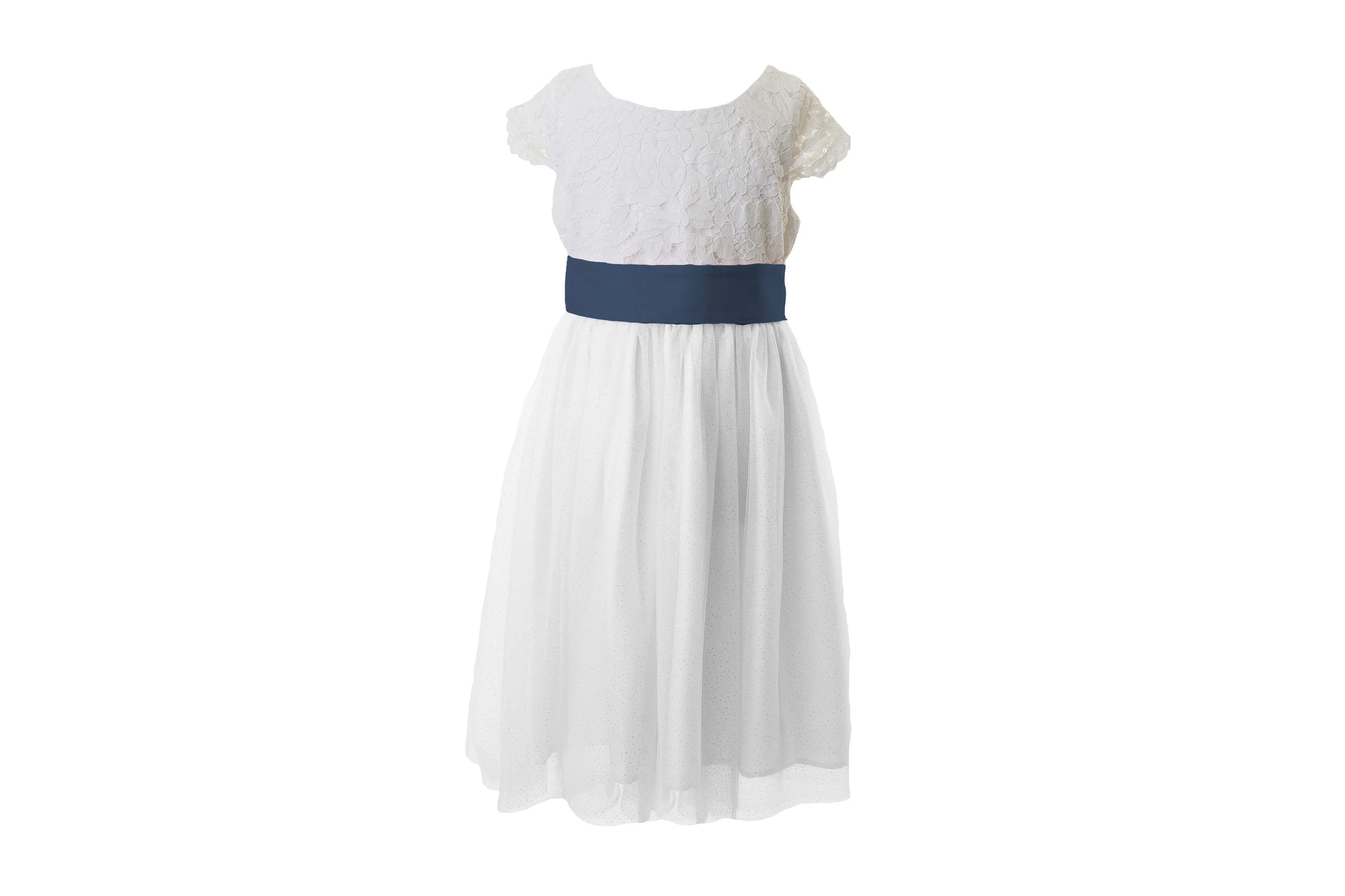 White Lace and Sparkle Tulle Flower Girl Dress