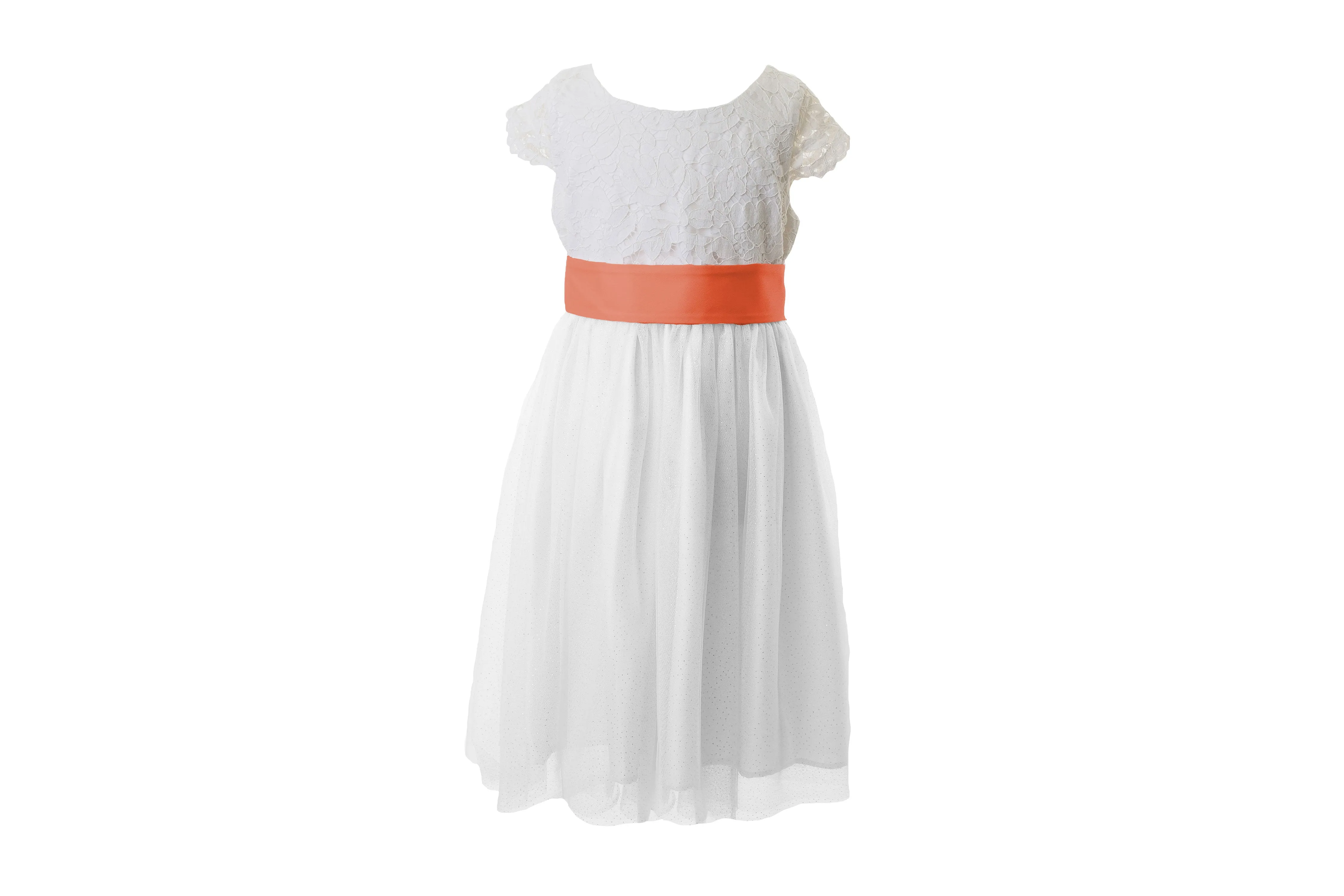 White Lace and Sparkle Tulle Flower Girl Dress