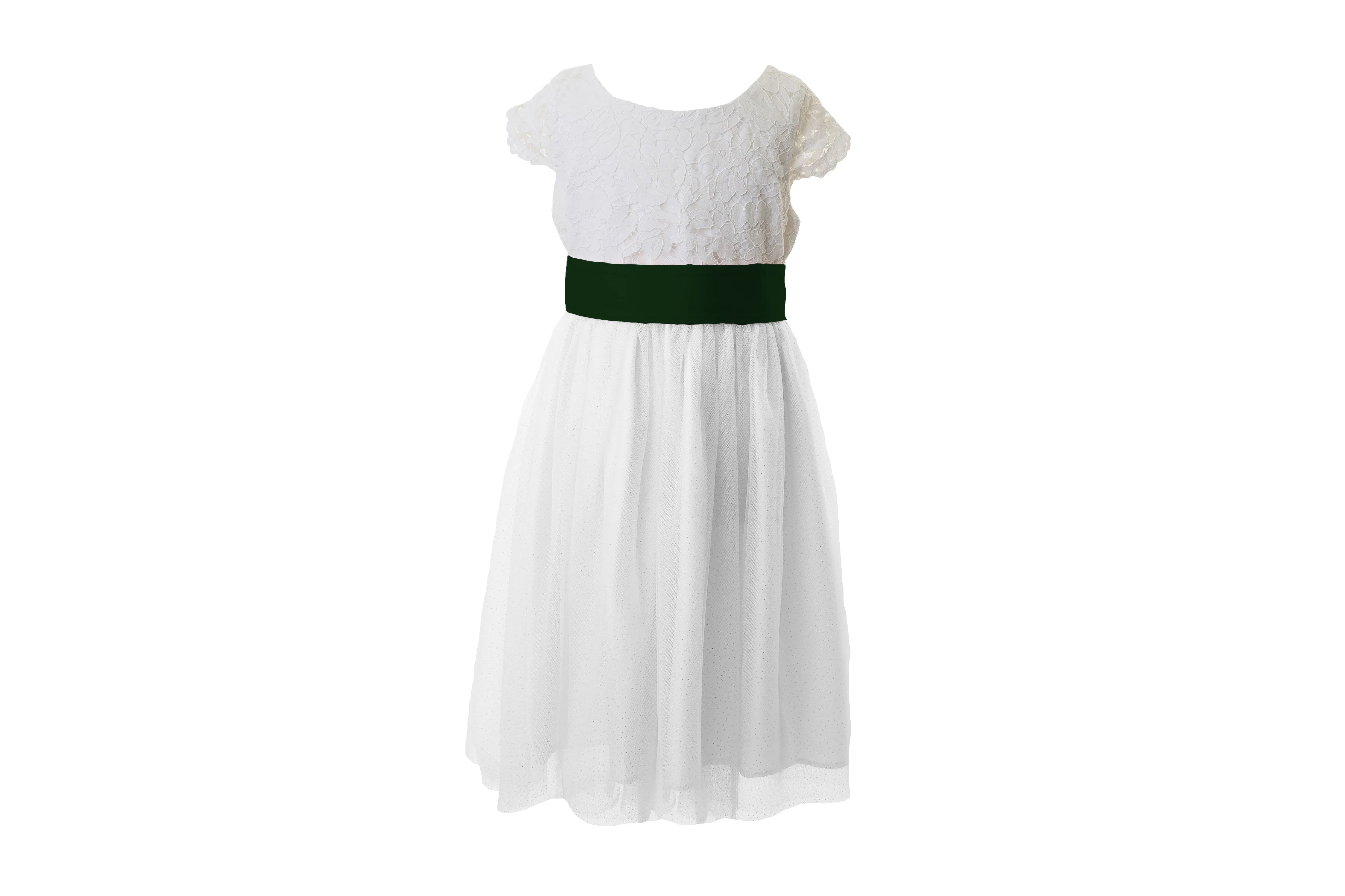 White Lace and Sparkle Tulle Flower Girl Dress