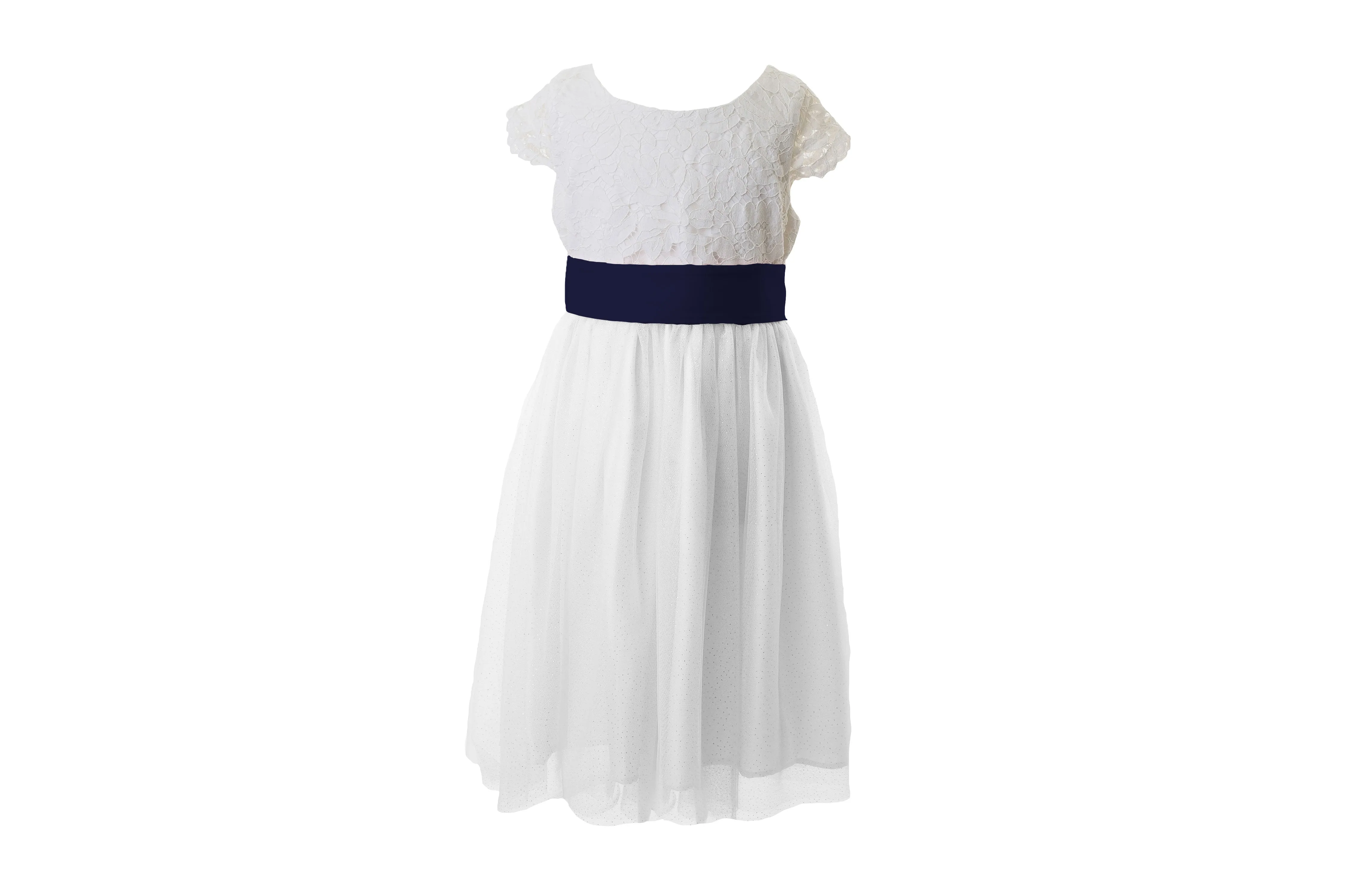 White Lace and Sparkle Tulle Flower Girl Dress
