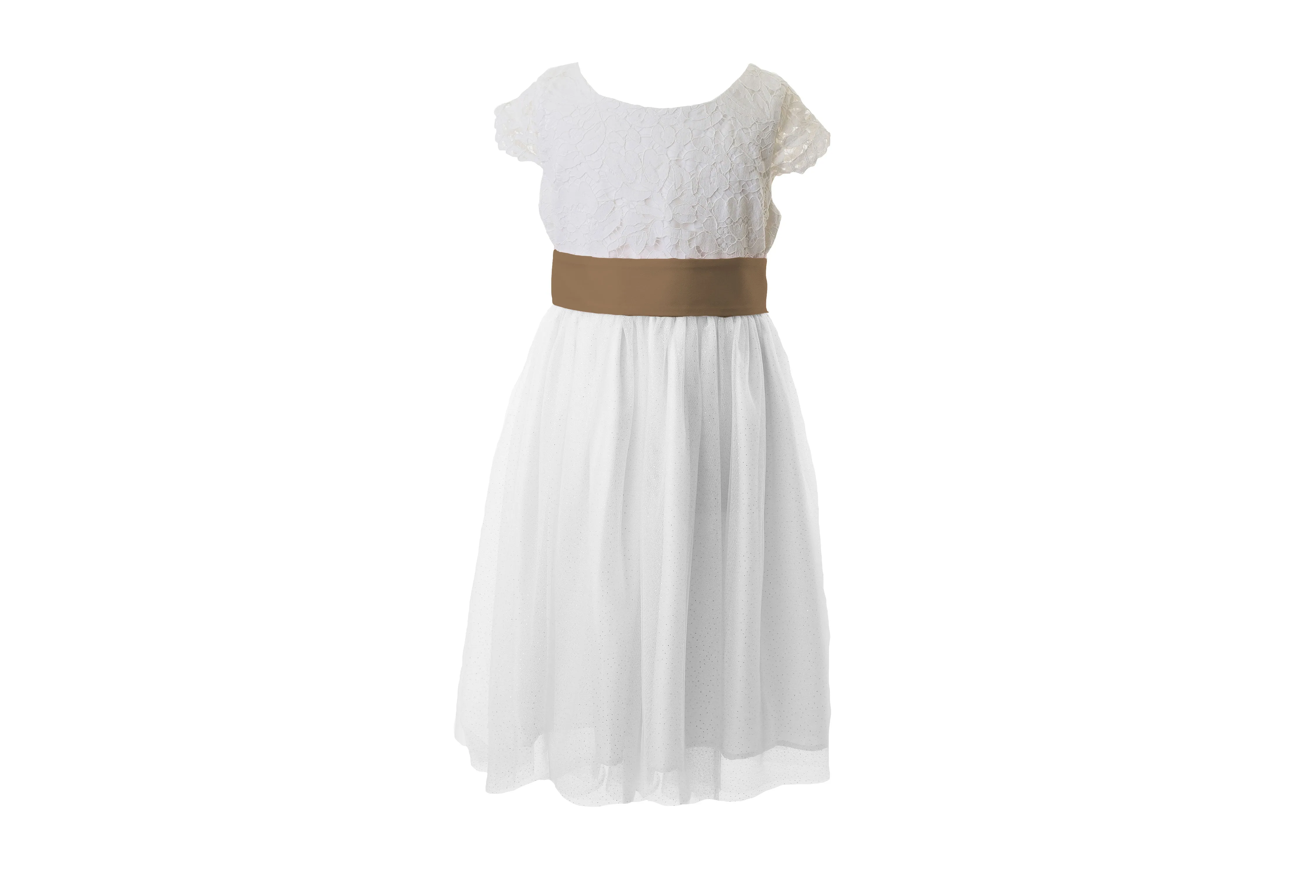 White Lace and Sparkle Tulle Flower Girl Dress