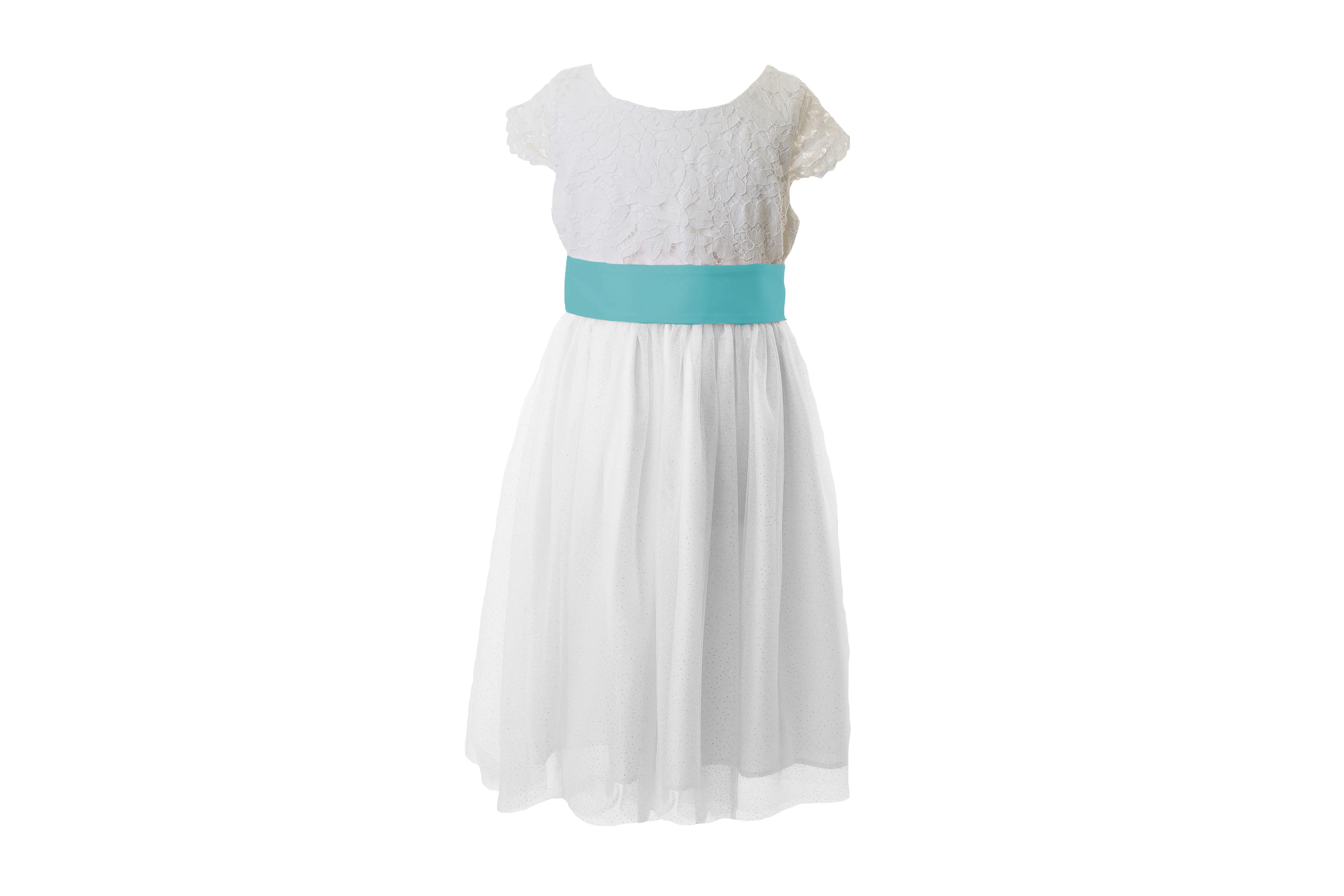 White Lace and Sparkle Tulle Flower Girl Dress