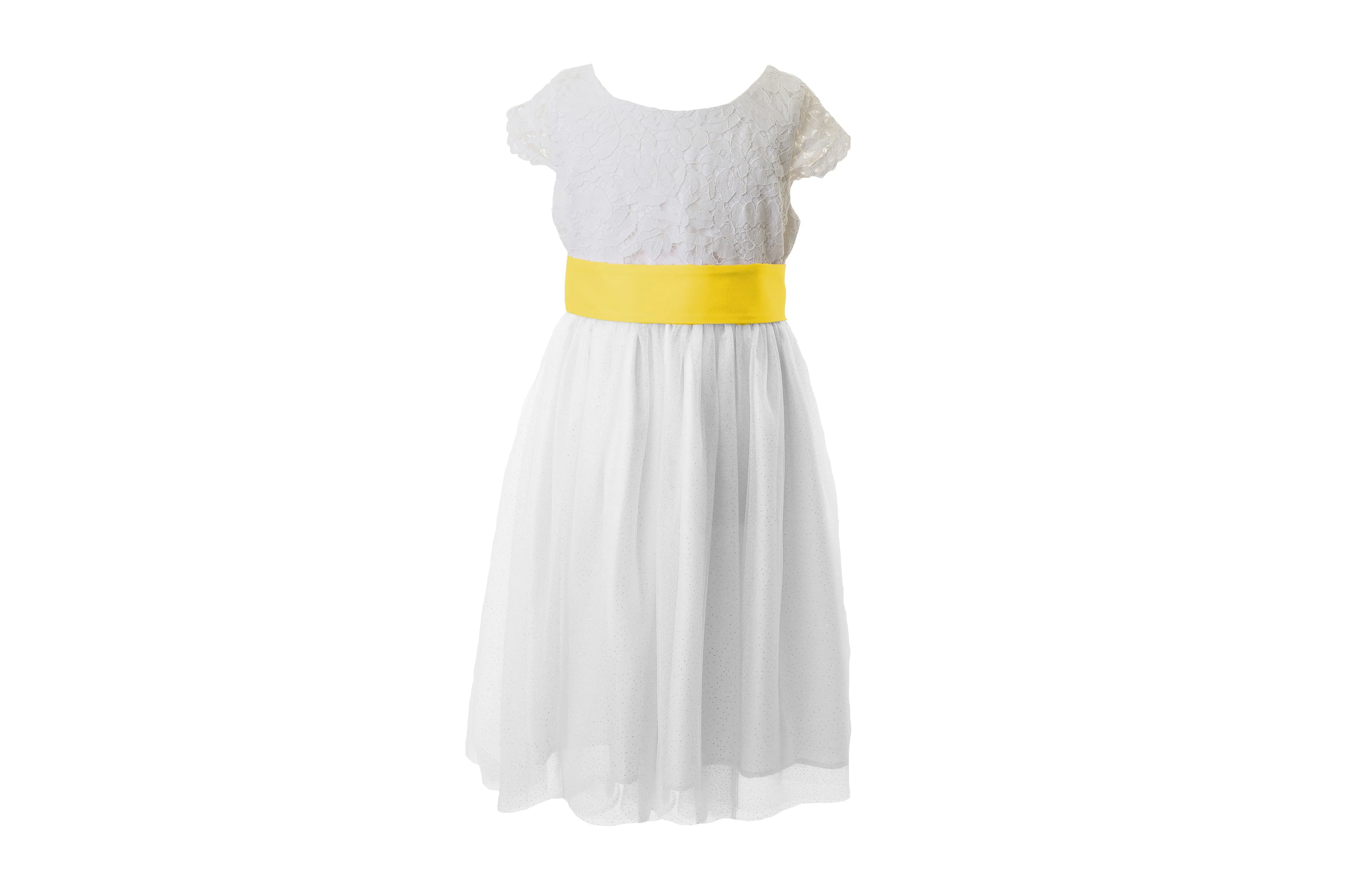 White Lace and Sparkle Tulle Flower Girl Dress