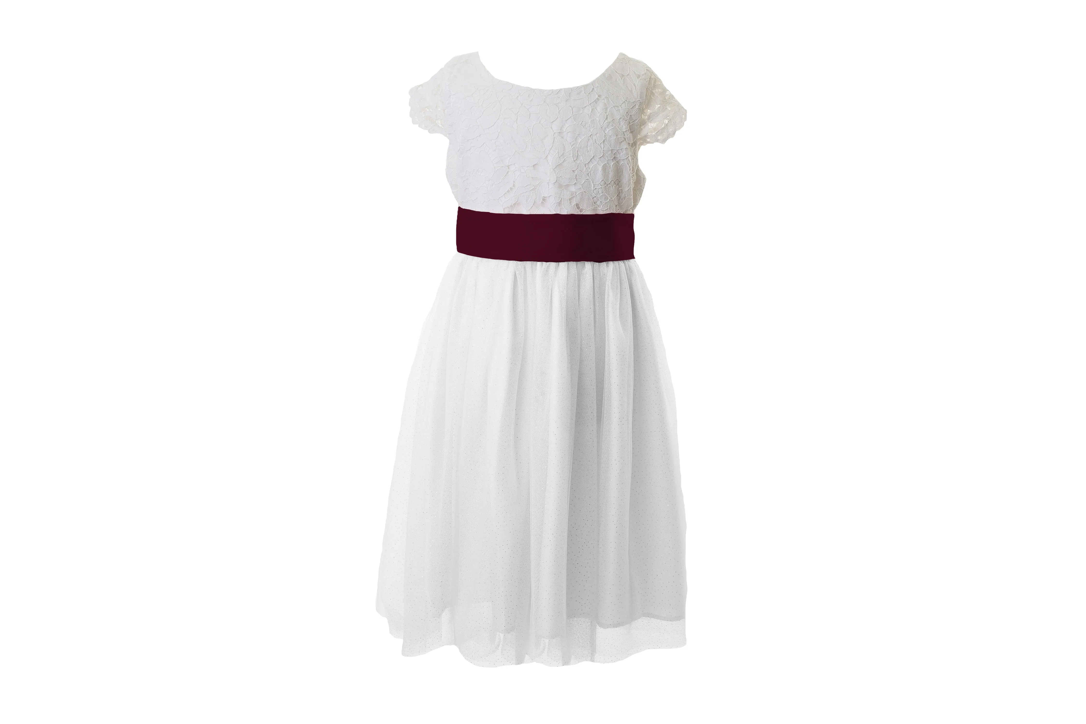 White Lace and Sparkle Tulle Flower Girl Dress