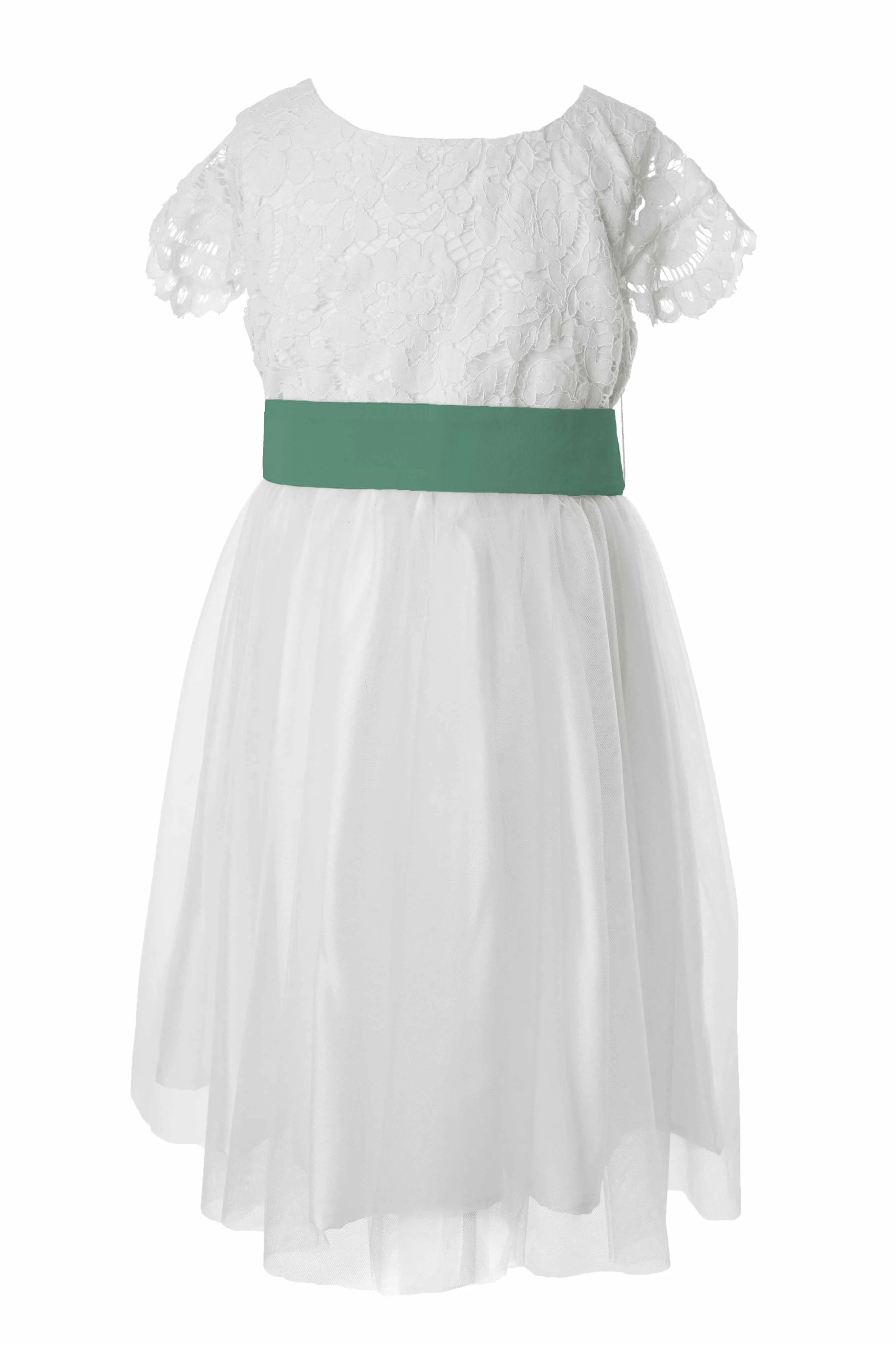 White Lace and Sparkle Tulle Flower Girl Dress