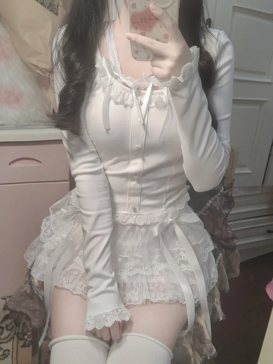 White Lace Cake Skirt UB99206