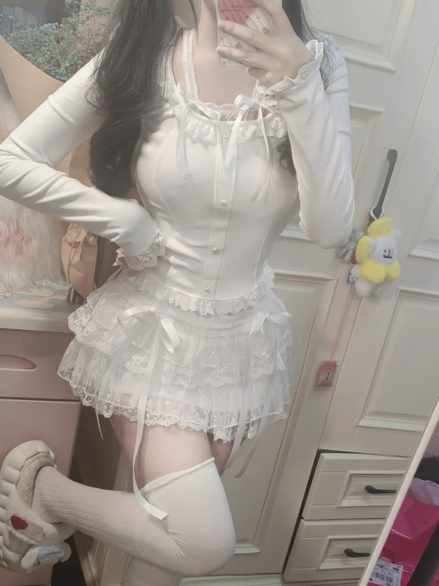 White Lace Cake Skirt UB99206