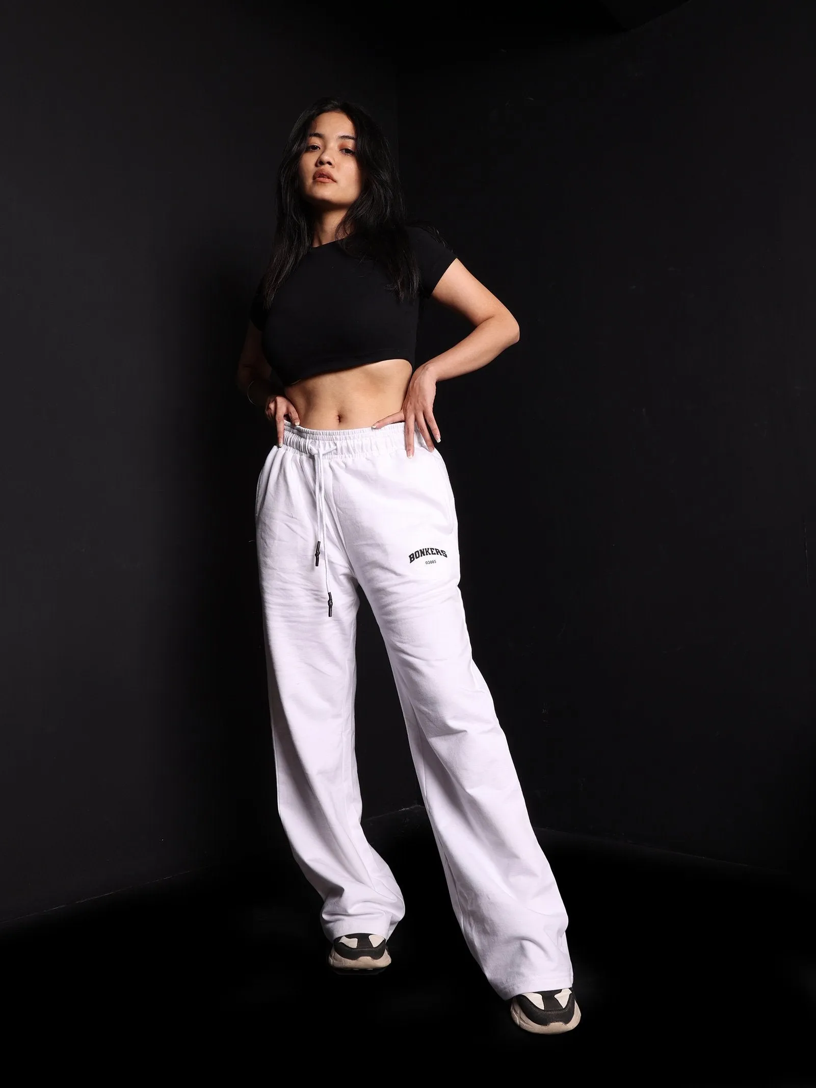 White Wide-Leg Sweatpants