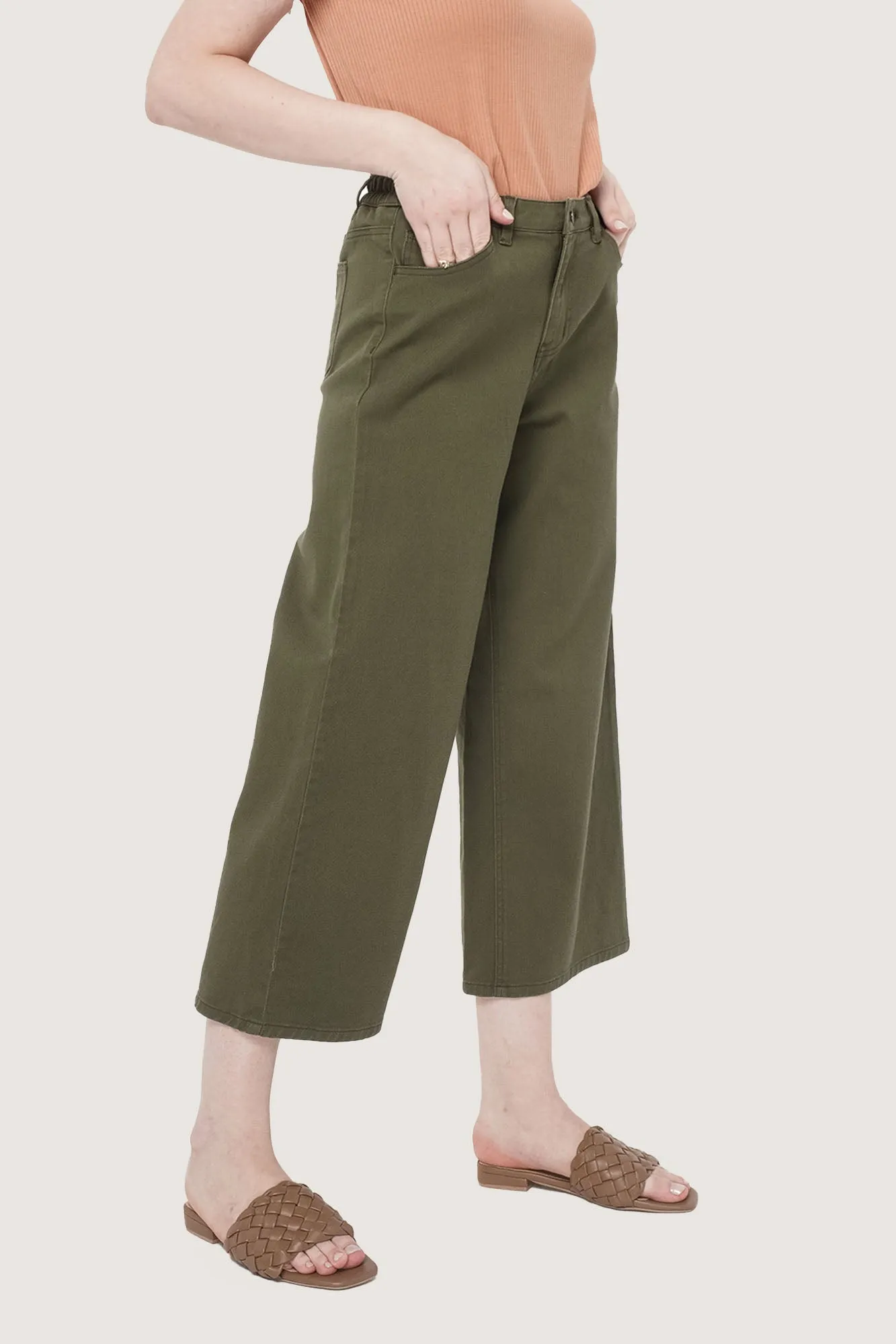 Wide Leg Ankle Length Trousers