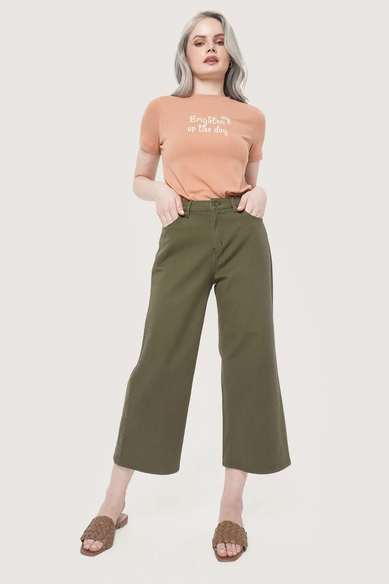 Wide Leg Ankle Length Trousers