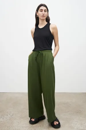 Wide leg pant in deep green
