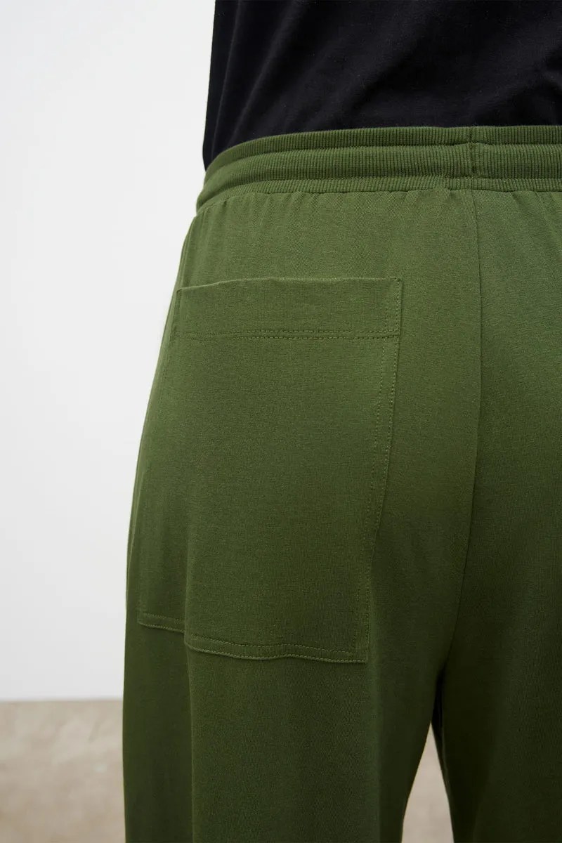 Wide leg pant in deep green