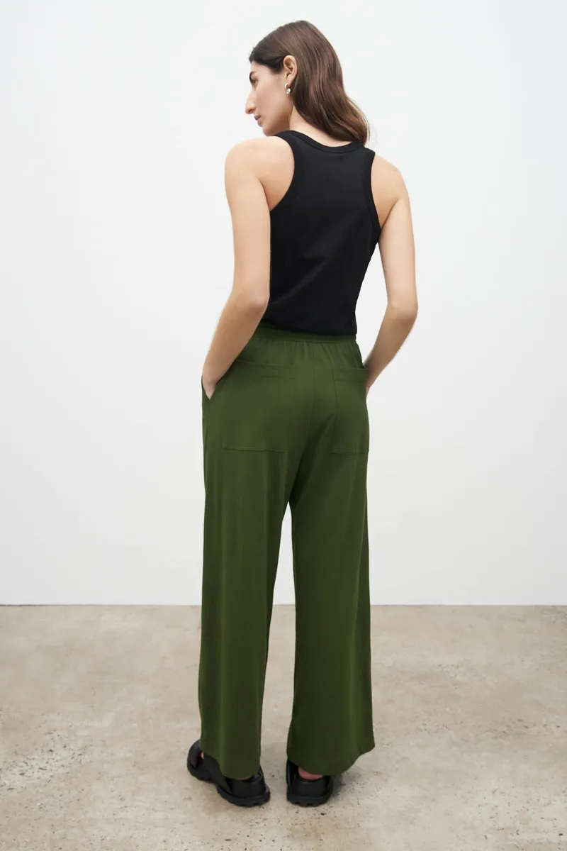 Wide leg pant in deep green