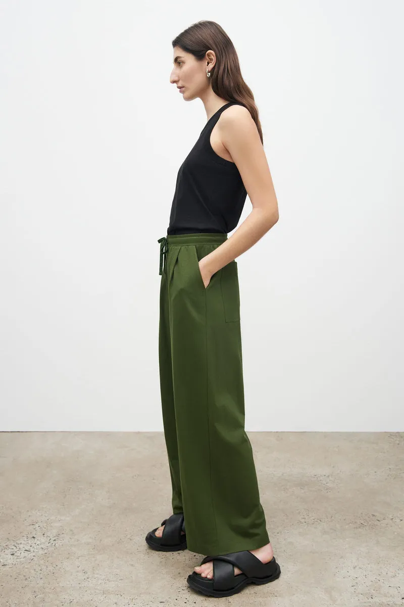 Wide leg pant in deep green
