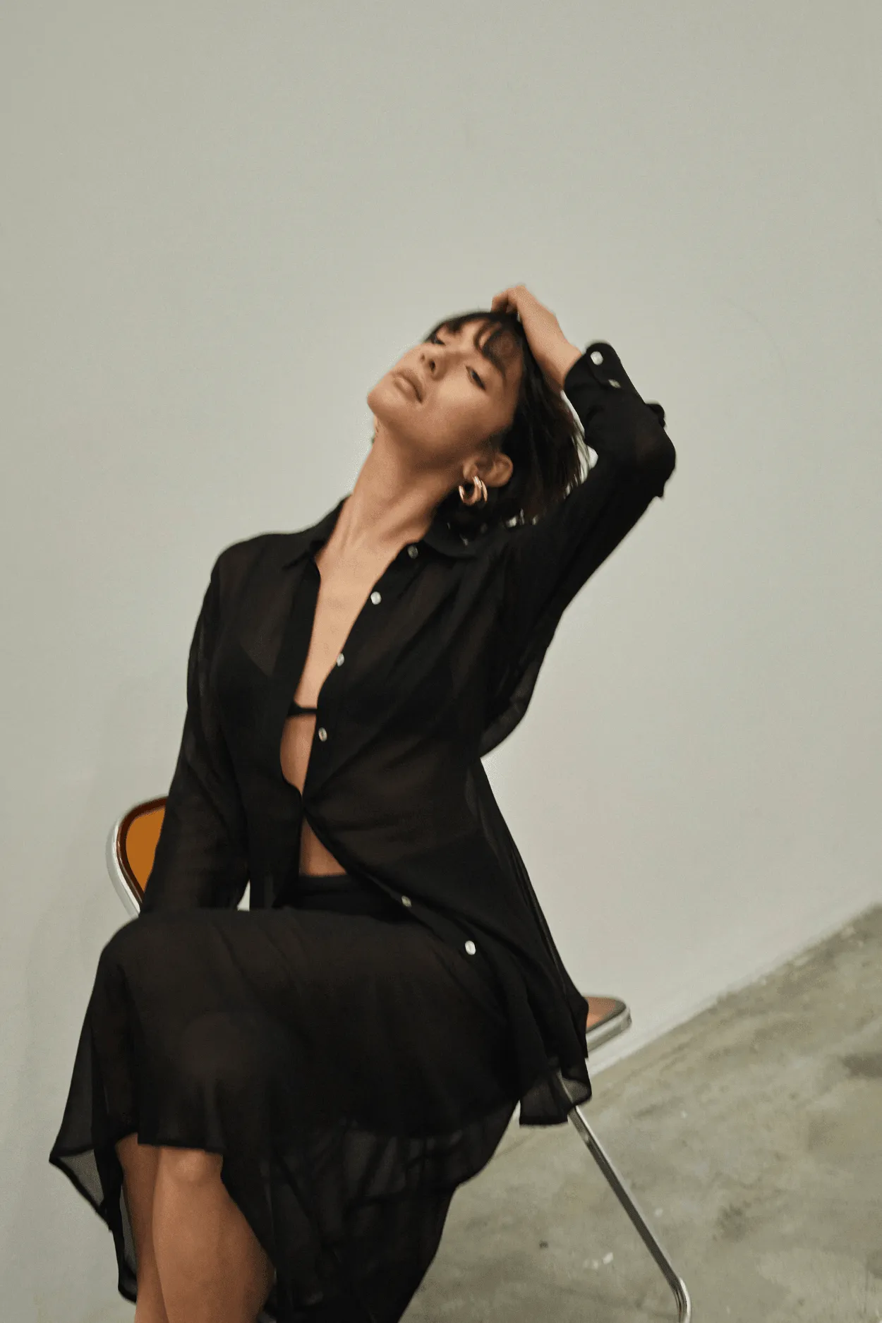 WISTERIA SHEER SHIRT DRESS | BLACK