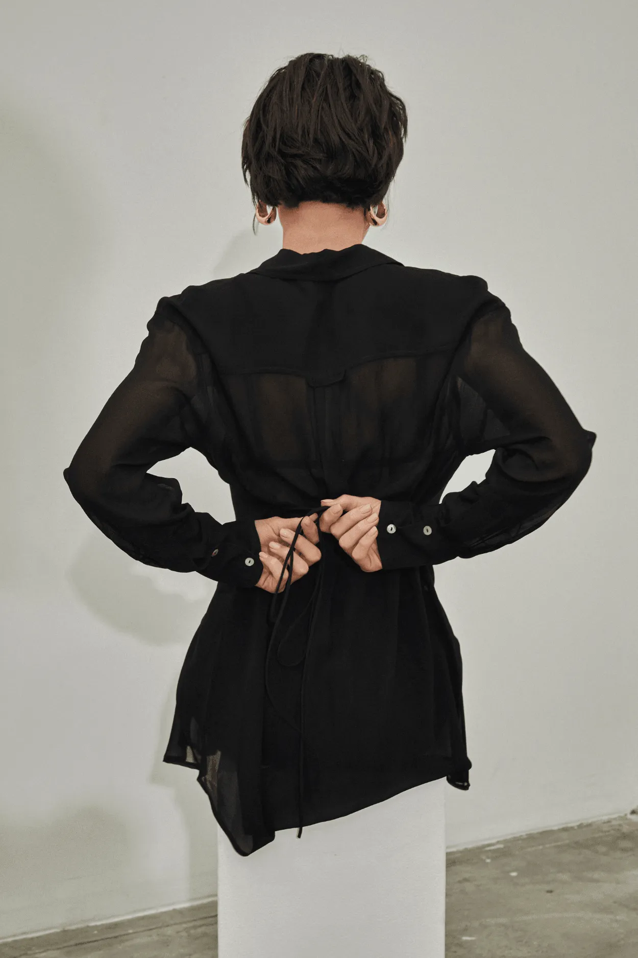 WISTERIA SHEER SHIRT DRESS | BLACK