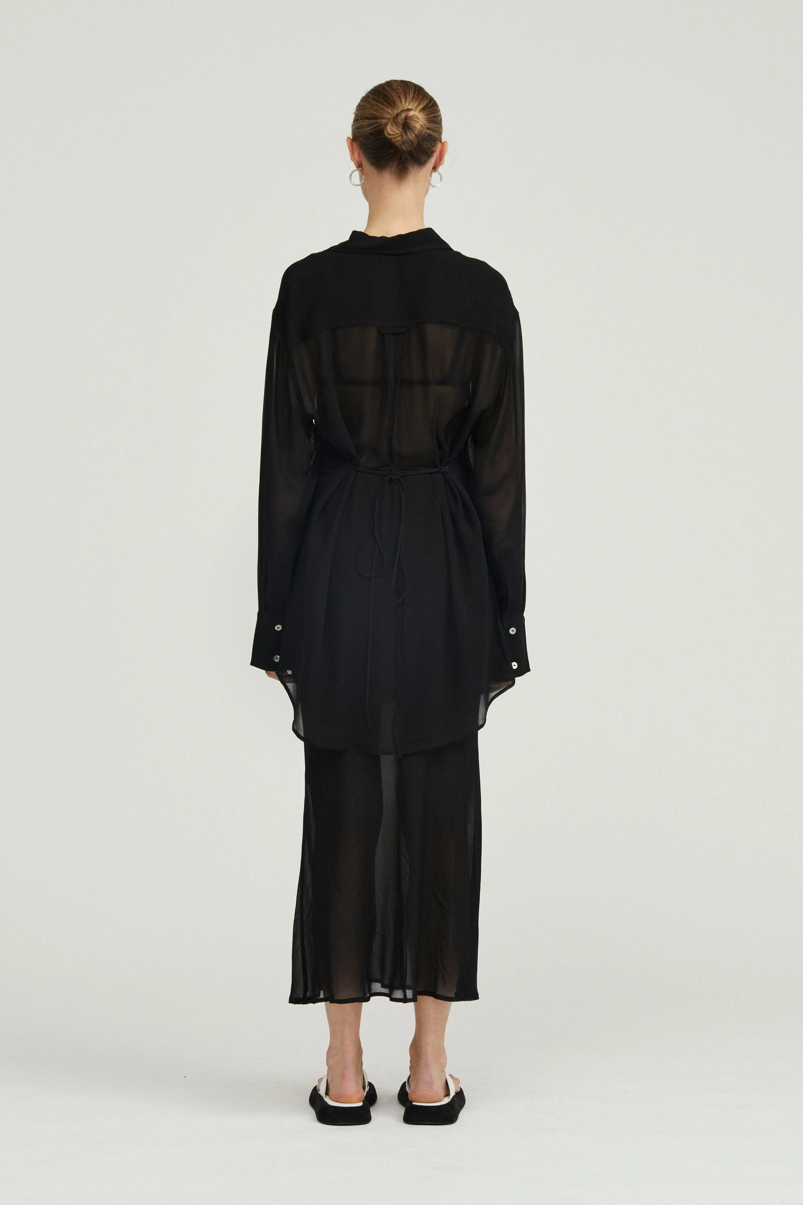 WISTERIA SHEER SHIRT DRESS | BLACK