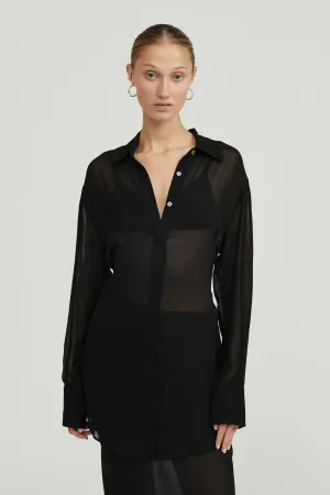 WISTERIA SHEER SHIRT DRESS | BLACK