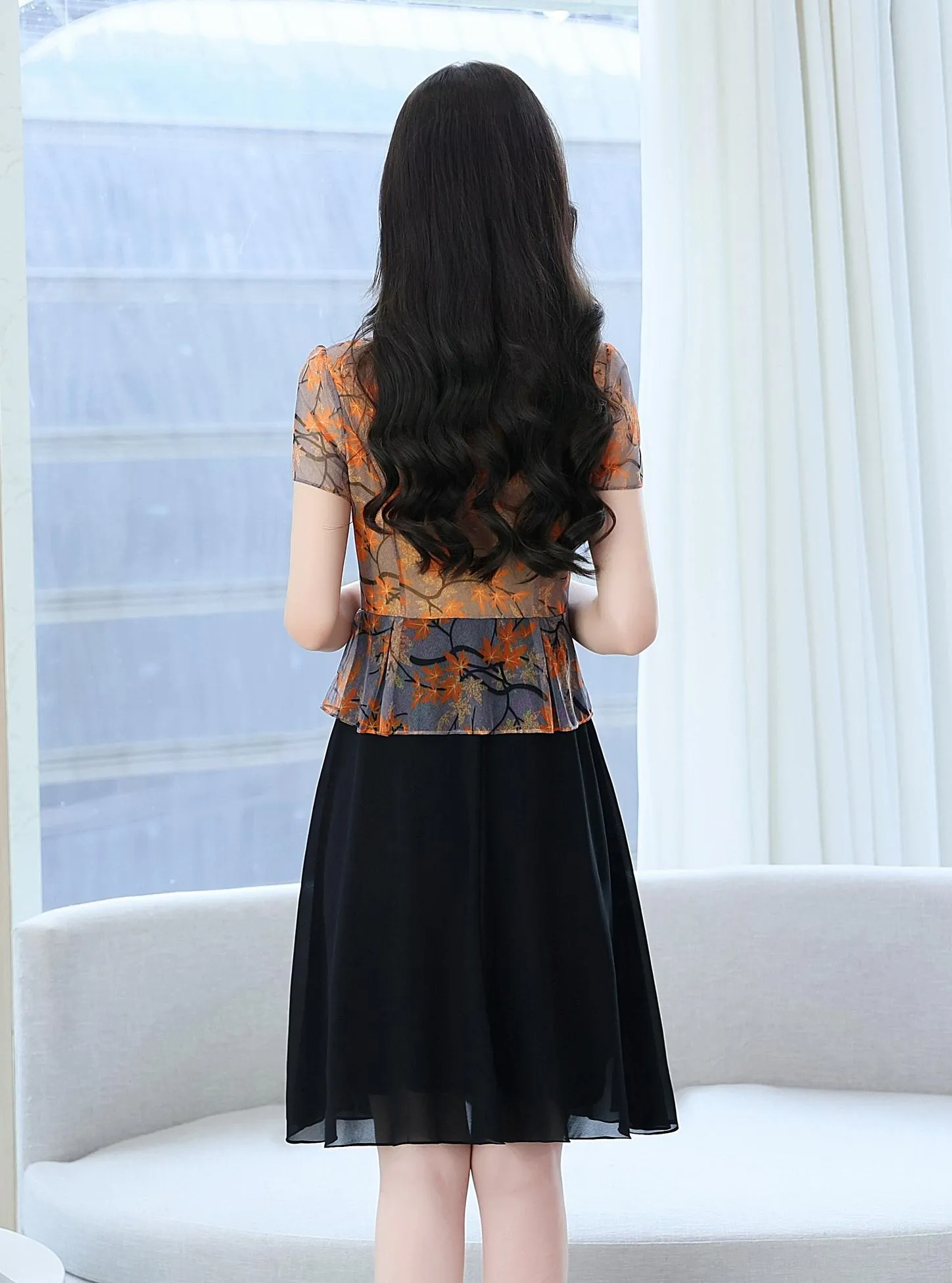 Women's Chic Faux Two-Piece Shirtdress for Elegant Occasions