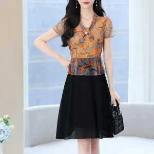 Women's Chic Faux Two-Piece Shirtdress for Elegant Occasions