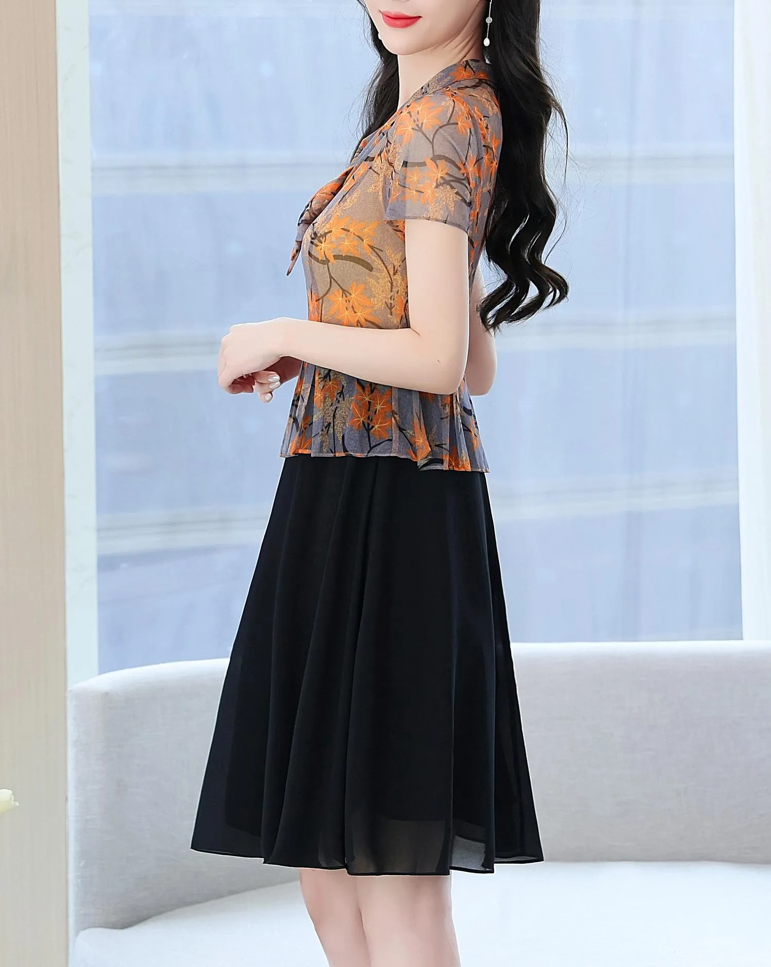 Women's Chic Faux Two-Piece Shirtdress for Elegant Occasions