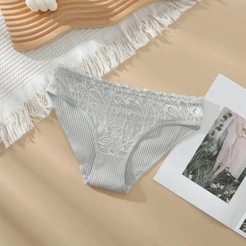 Women's Cotton Lace Briefs - Sexy Low-Rise Panties
