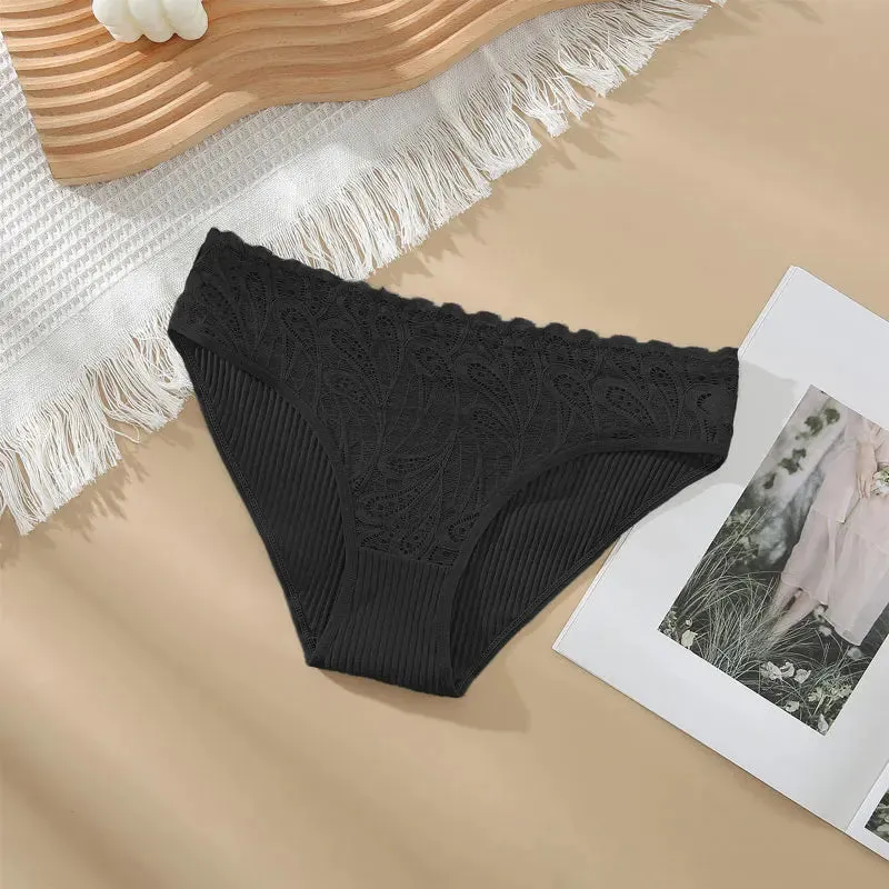 Women's Cotton Lace Briefs - Sexy Low-Rise Panties