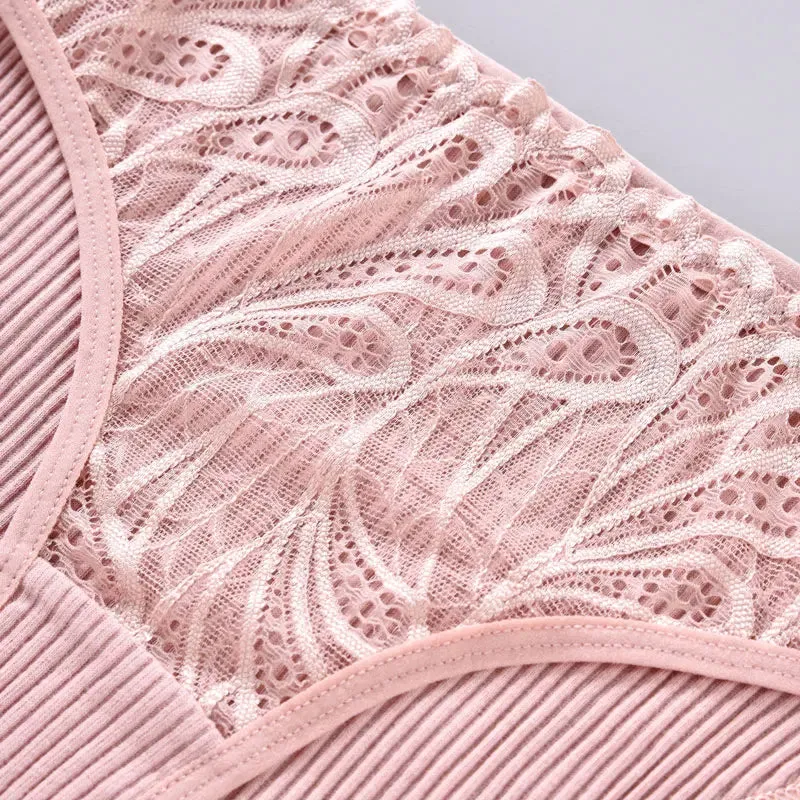 Women's Cotton Lace Briefs - Sexy Low-Rise Panties