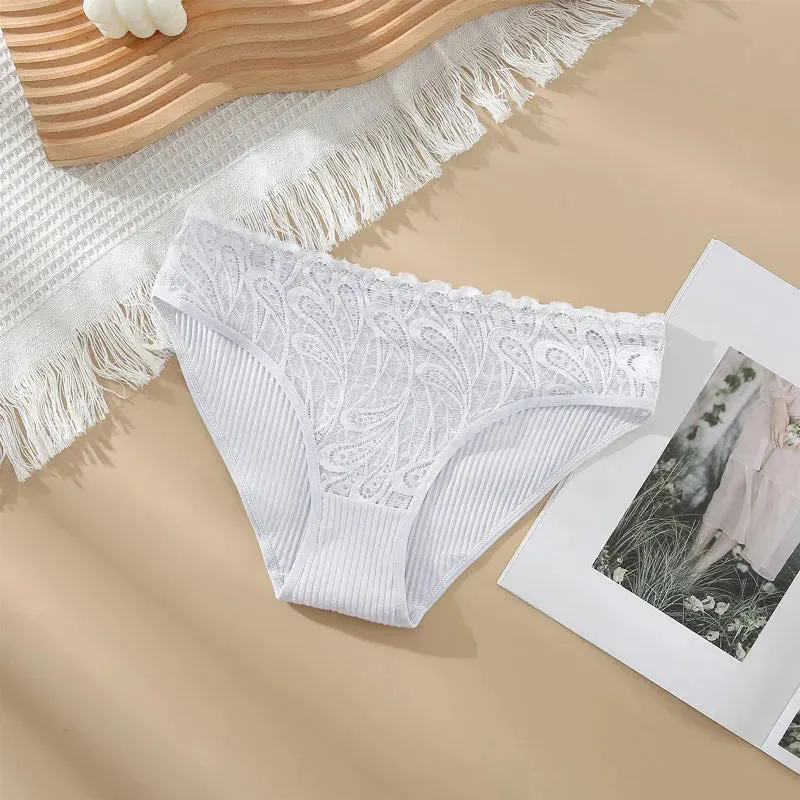 Women's Cotton Lace Briefs - Sexy Low-Rise Panties