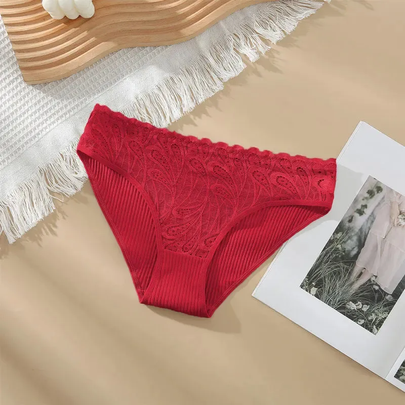 Women's Cotton Lace Briefs - Sexy Low-Rise Panties