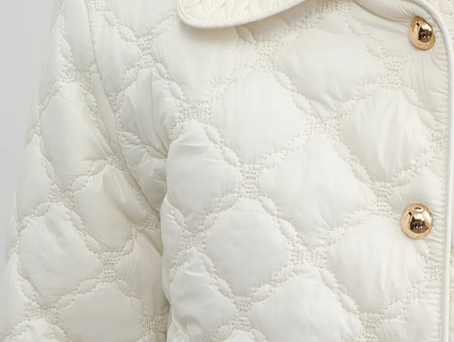 Women's Plain Diamond Quilt Puffer Jacket for Warmth and Comfort