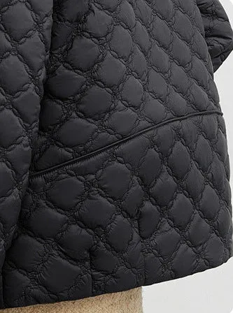 Women's Plain Diamond Quilt Puffer Jacket for Warmth and Comfort