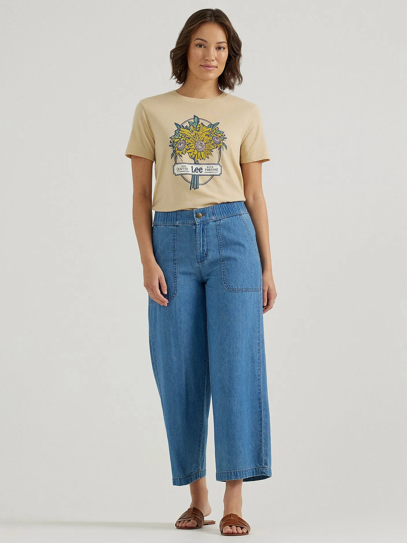 Women's Ultra Lux Comfort Wide Leg Utility Crop Jean - 112346984